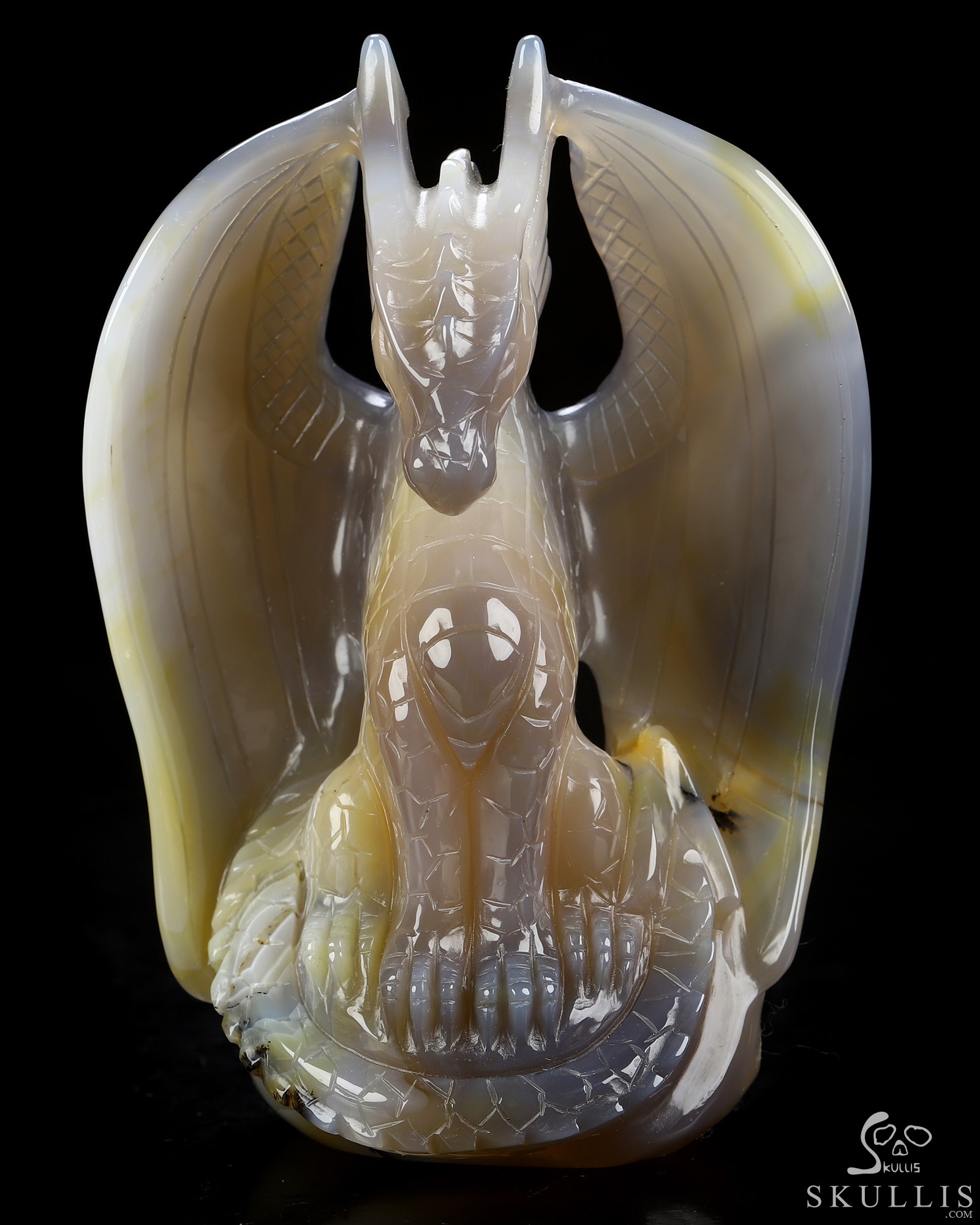 The Guardian Dragon - 5.1" Premium Brazilian Agate Hand Carved Crystal Dragon Fine Art Sculpture, Crystal Healing The Guardian Dragon - 5.1" Premium Brazilian Agate Hand Carved Crystal Dragon Fine Art Sculpture, Crystal Healing