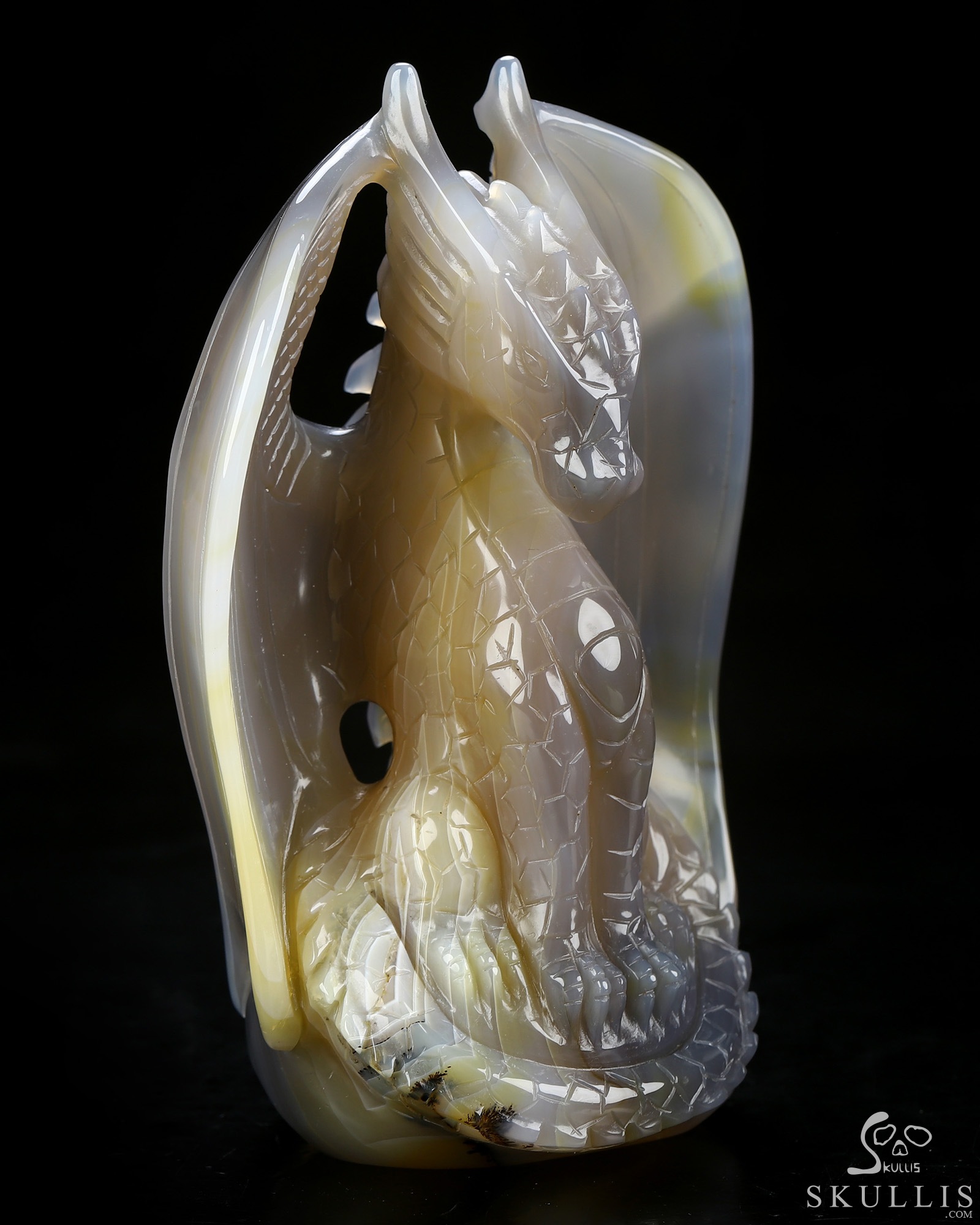 The Guardian Dragon - 5.1" Premium Brazilian Agate Hand Carved Crystal Dragon Fine Art Sculpture, Crystal Healing The Guardian Dragon - 5.1" Premium Brazilian Agate Hand Carved Crystal Dragon Fine Art Sculpture, Crystal Healing
