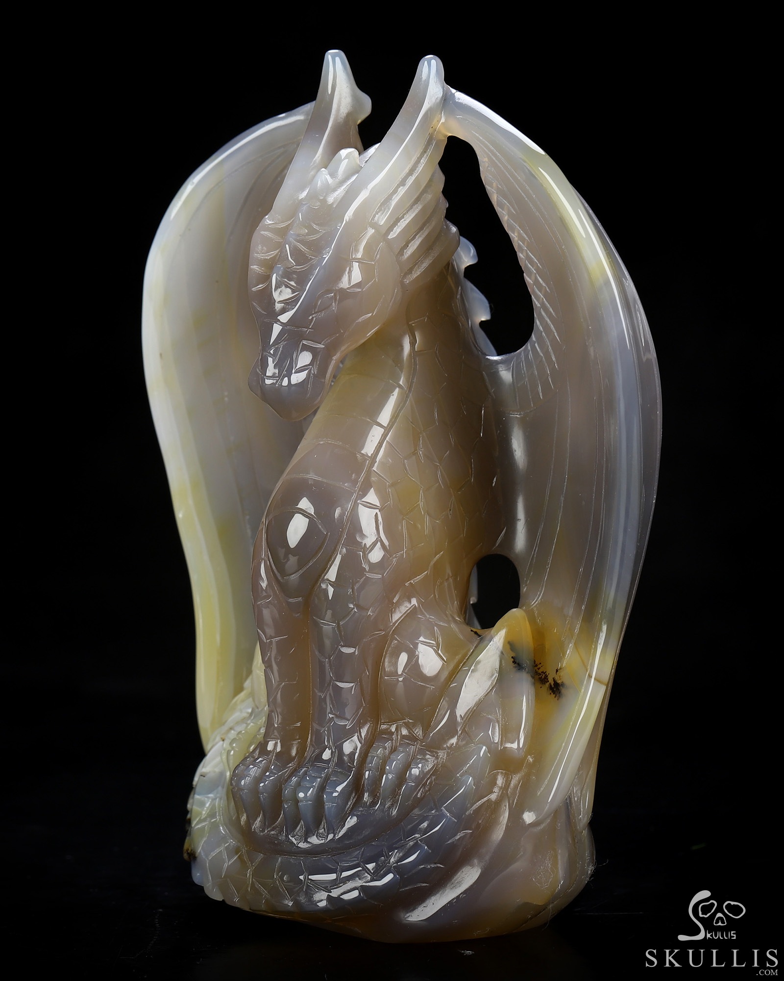 The Guardian Dragon - 5.1" Premium Brazilian Agate Hand Carved Crystal Dragon Fine Art Sculpture, Crystal Healing The Guardian Dragon - 5.1" Premium Brazilian Agate Hand Carved Crystal Dragon Fine Art Sculpture, Crystal Healing