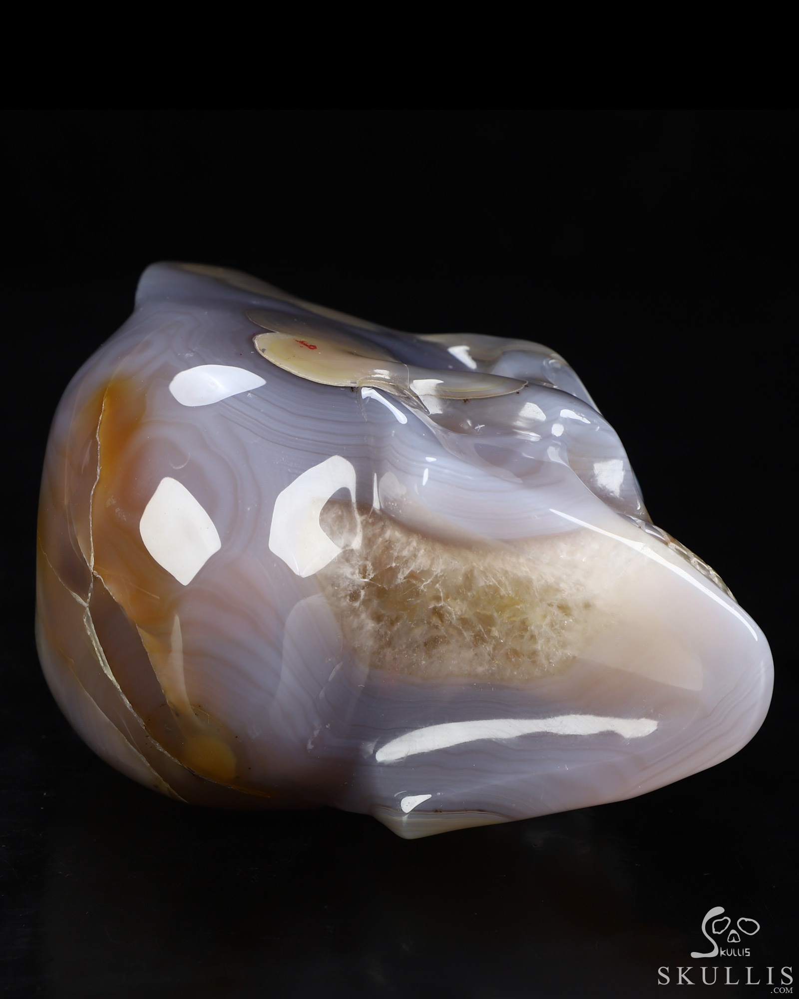 5.1" Premium Brazilian Agate Hand Carved Batman Crystal Skull Fine Art Sculpture, Crystal Healing 5.1" Premium Brazilian Agate Hand Carved Batman Crystal Skull Fine Art Sculpture, Crystal Healing