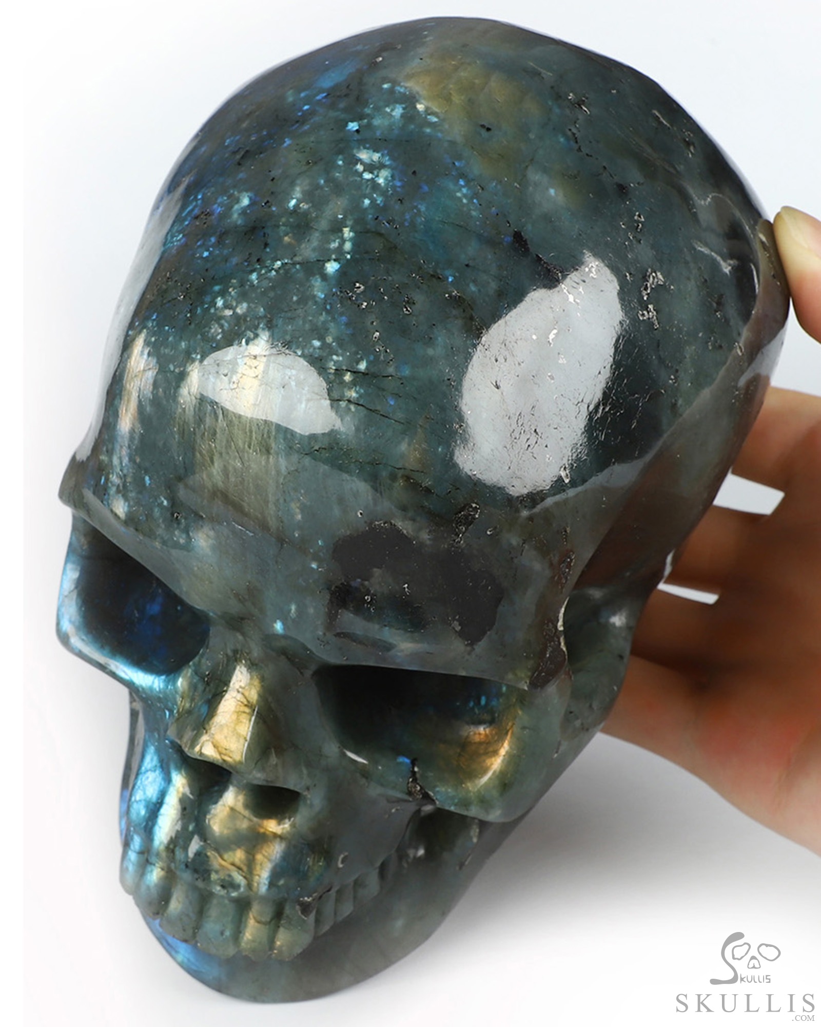 Lifesized 6.8" Labradorite Hand Carved Crystal Skull, Super Realistic, Crystal Healing Lifesized 6.8" Labradorite Hand Carved Crystal Skull, Super Realistic, Crystal Healing