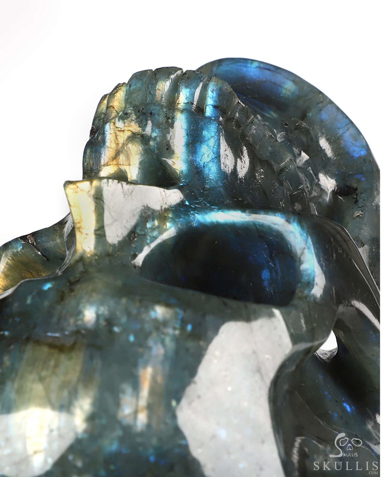 Lifesized 6.8" Labradorite Hand Carved Crystal Skull, Super Realistic, Crystal Healing Lifesized 6.8" Labradorite Hand Carved Crystal Skull, Super Realistic, Crystal Healing