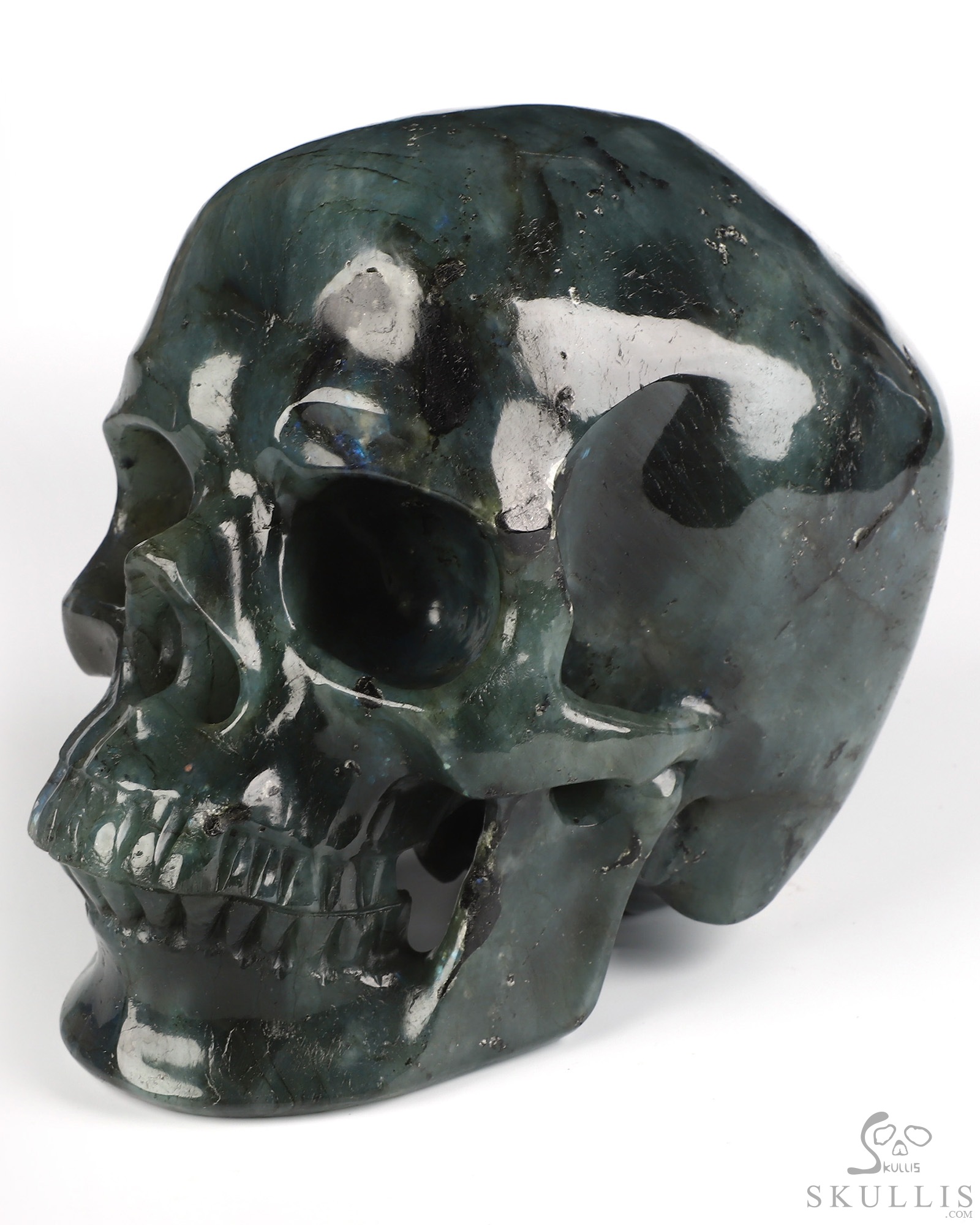 Lifesized 6.8" Labradorite Hand Carved Crystal Skull, Super Realistic, Crystal Healing Lifesized 6.8" Labradorite Hand Carved Crystal Skull, Super Realistic, Crystal Healing