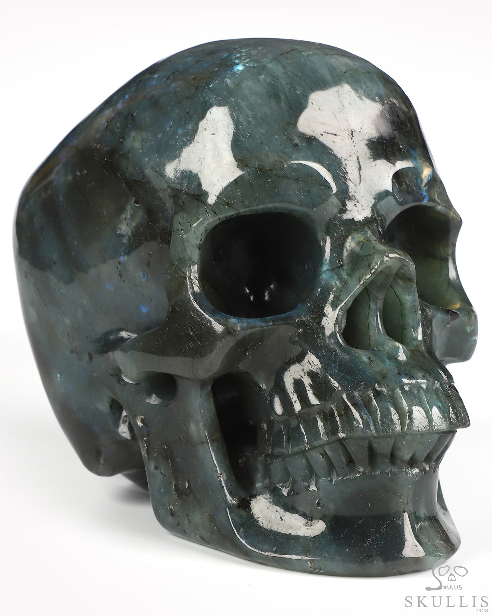 Lifesized 6.8" Labradorite Hand Carved Crystal Skull, Super Realistic, Crystal Healing Lifesized 6.8" Labradorite Hand Carved Crystal Skull, Super Realistic, Crystal Healing