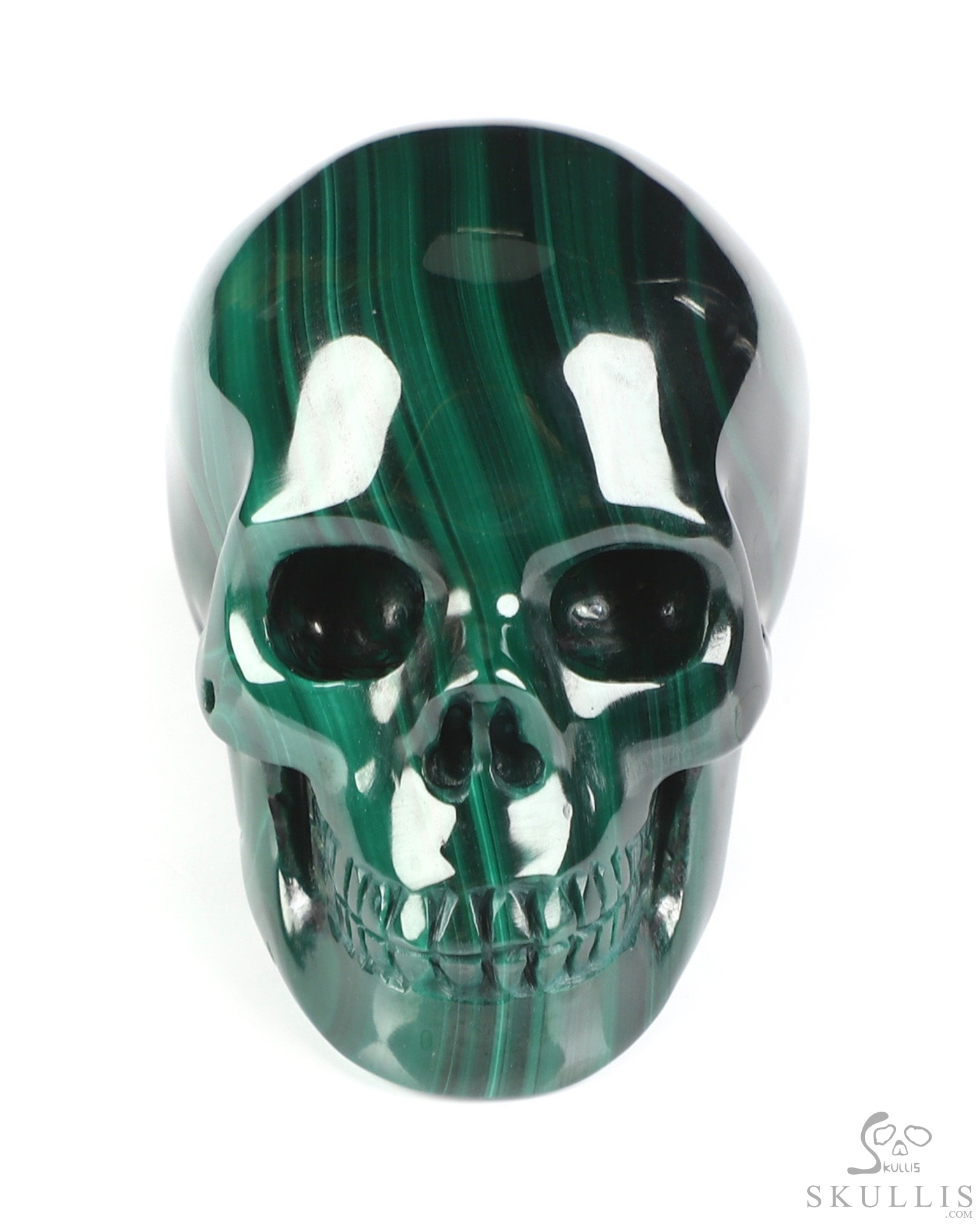 Gemstone 2.0" Malachite Hand Carved Crystal Skull, Realistic, Crystal Healing Gemstone 2.0" Malachite Hand Carved Crystal Skull, Realistic, Crystal Healing