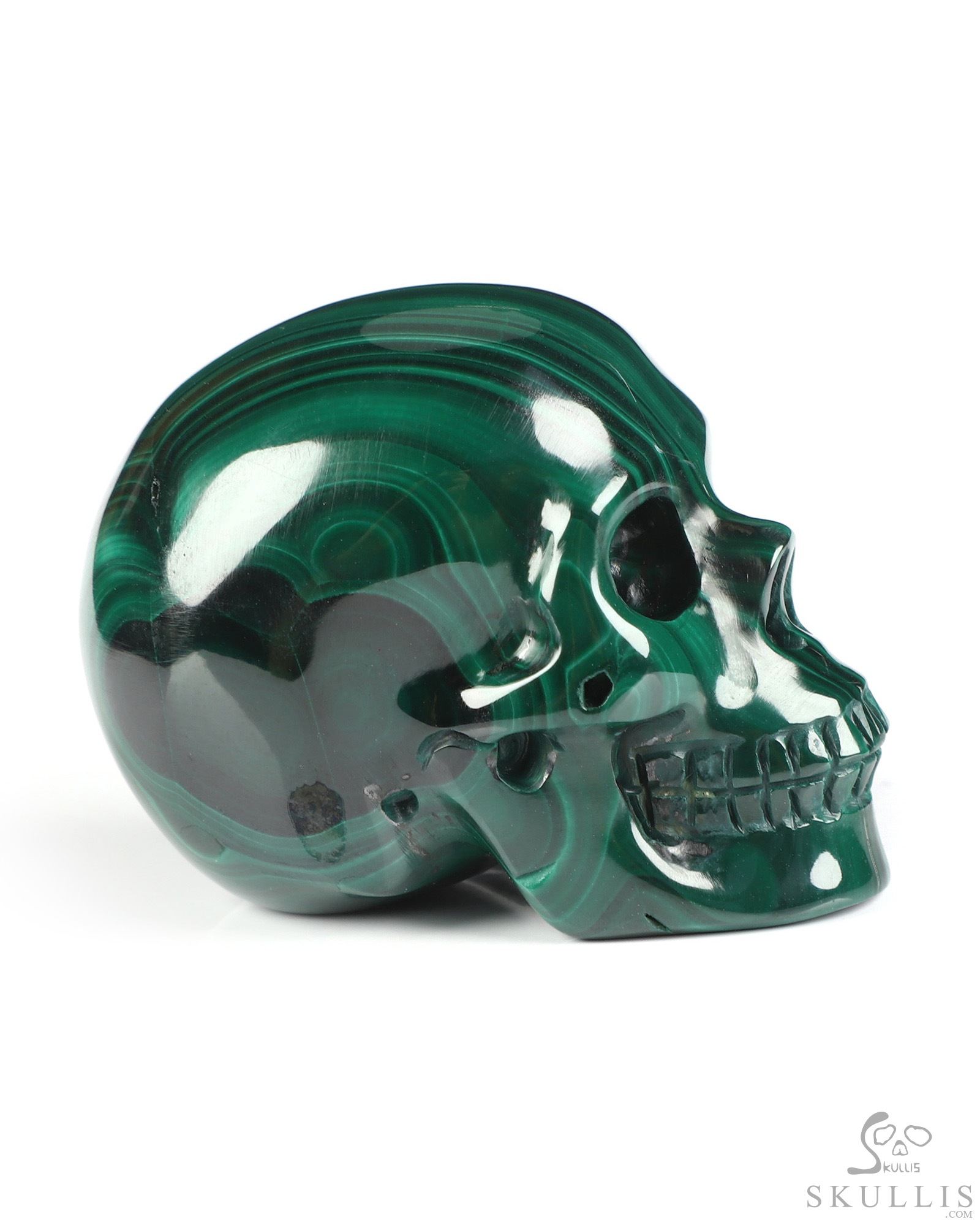 Gemstone 2.0" Malachite Hand Carved Crystal Skull, Realistic, Crystal Healing Gemstone 2.0" Malachite Hand Carved Crystal Skull, Realistic, Crystal Healing