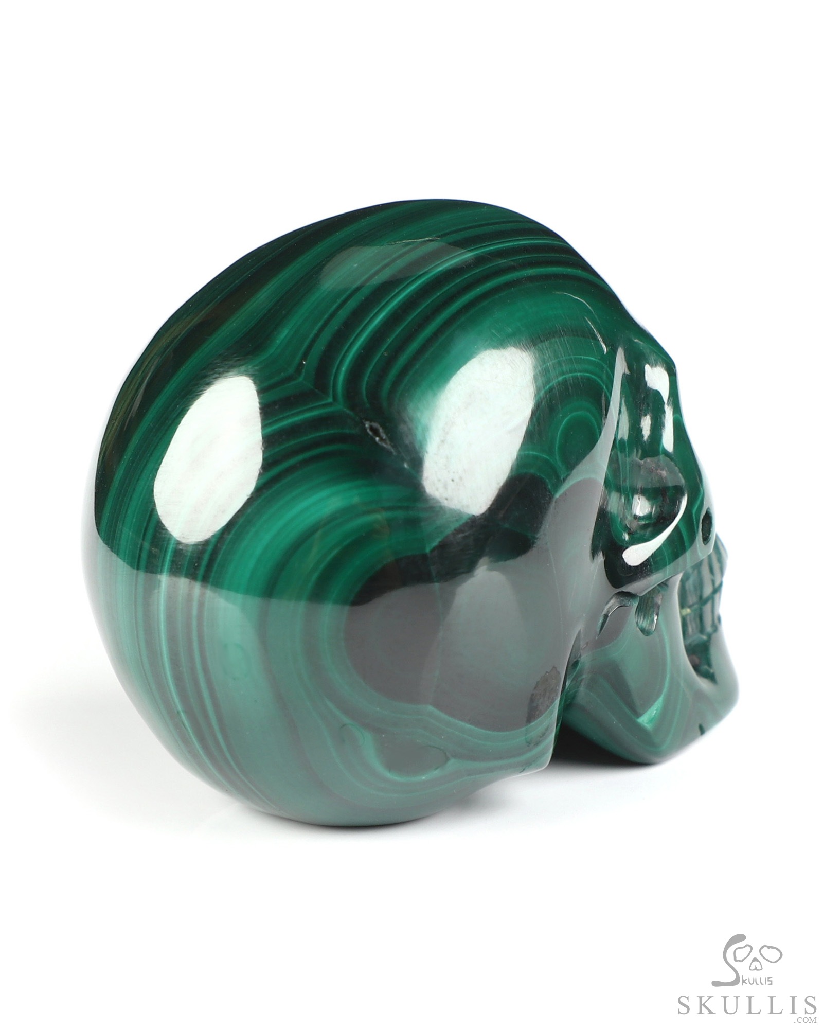 Gemstone 2.0" Malachite Hand Carved Crystal Skull, Realistic, Crystal Healing Gemstone 2.0" Malachite Hand Carved Crystal Skull, Realistic, Crystal Healing