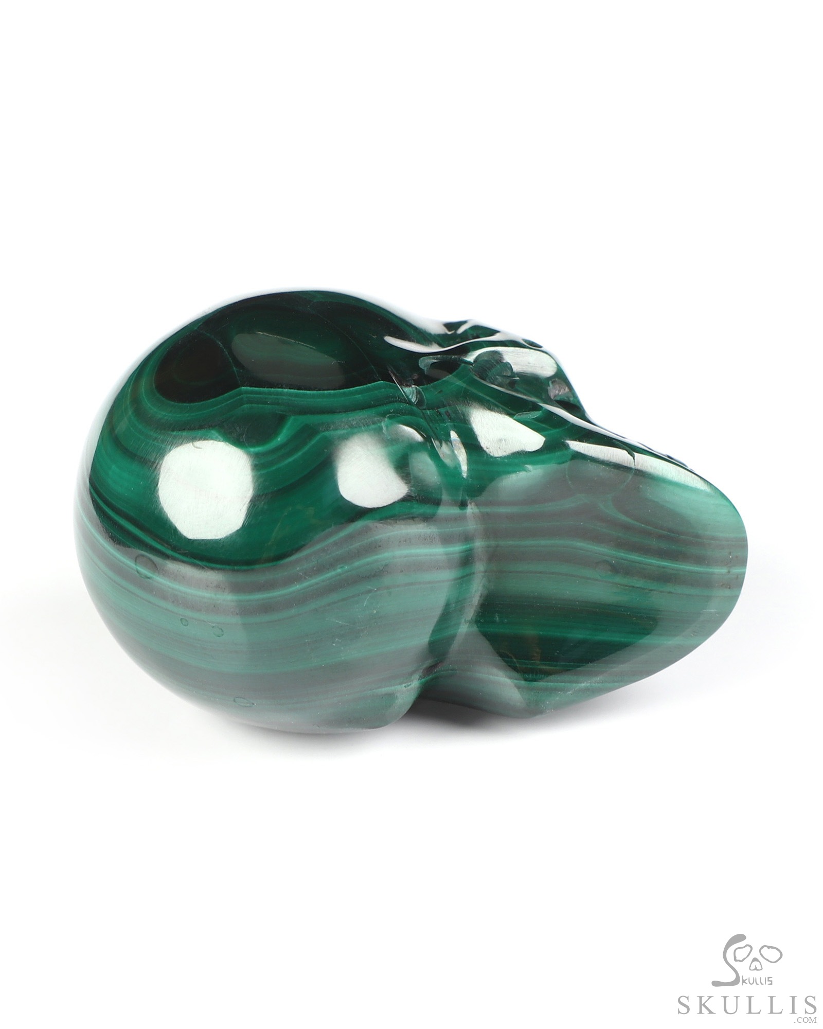 Gemstone 2.0" Malachite Hand Carved Crystal Skull, Realistic, Crystal Healing Gemstone 2.0" Malachite Hand Carved Crystal Skull, Realistic, Crystal Healing