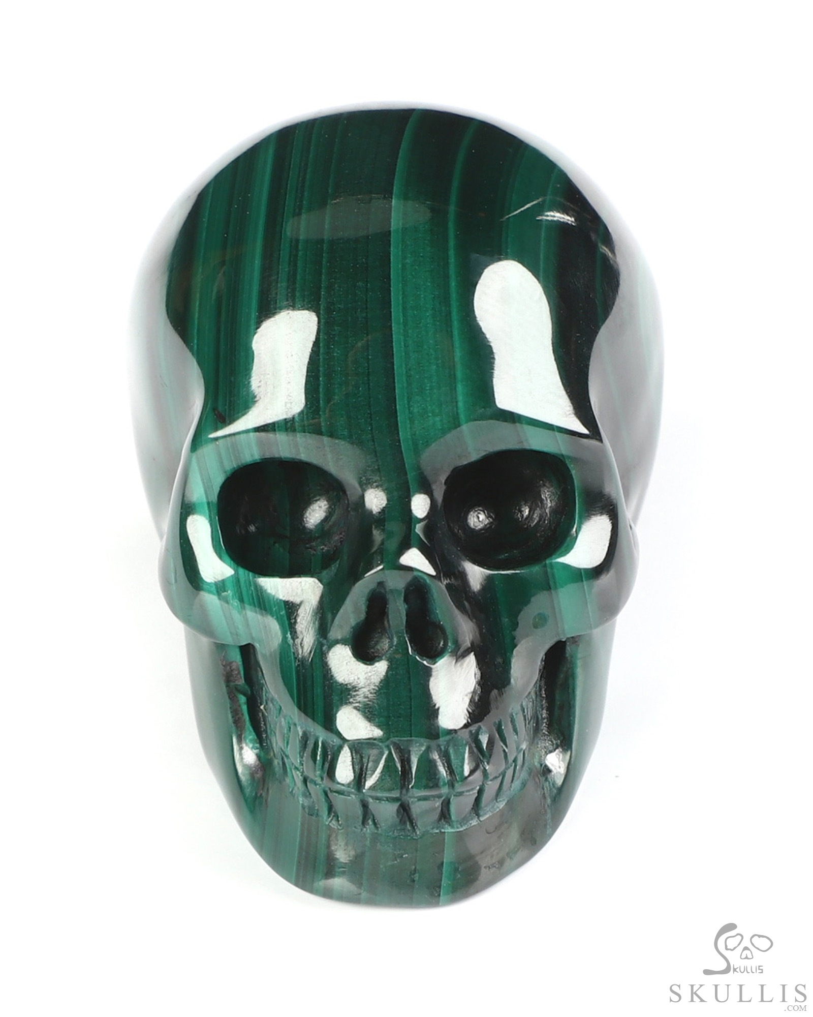 Gemstone 2.0" Malachite Hand Carved Crystal Skull, Realistic, Crystal Healing Gemstone 2.0" Malachite Hand Carved Crystal Skull, Realistic, Crystal Healing