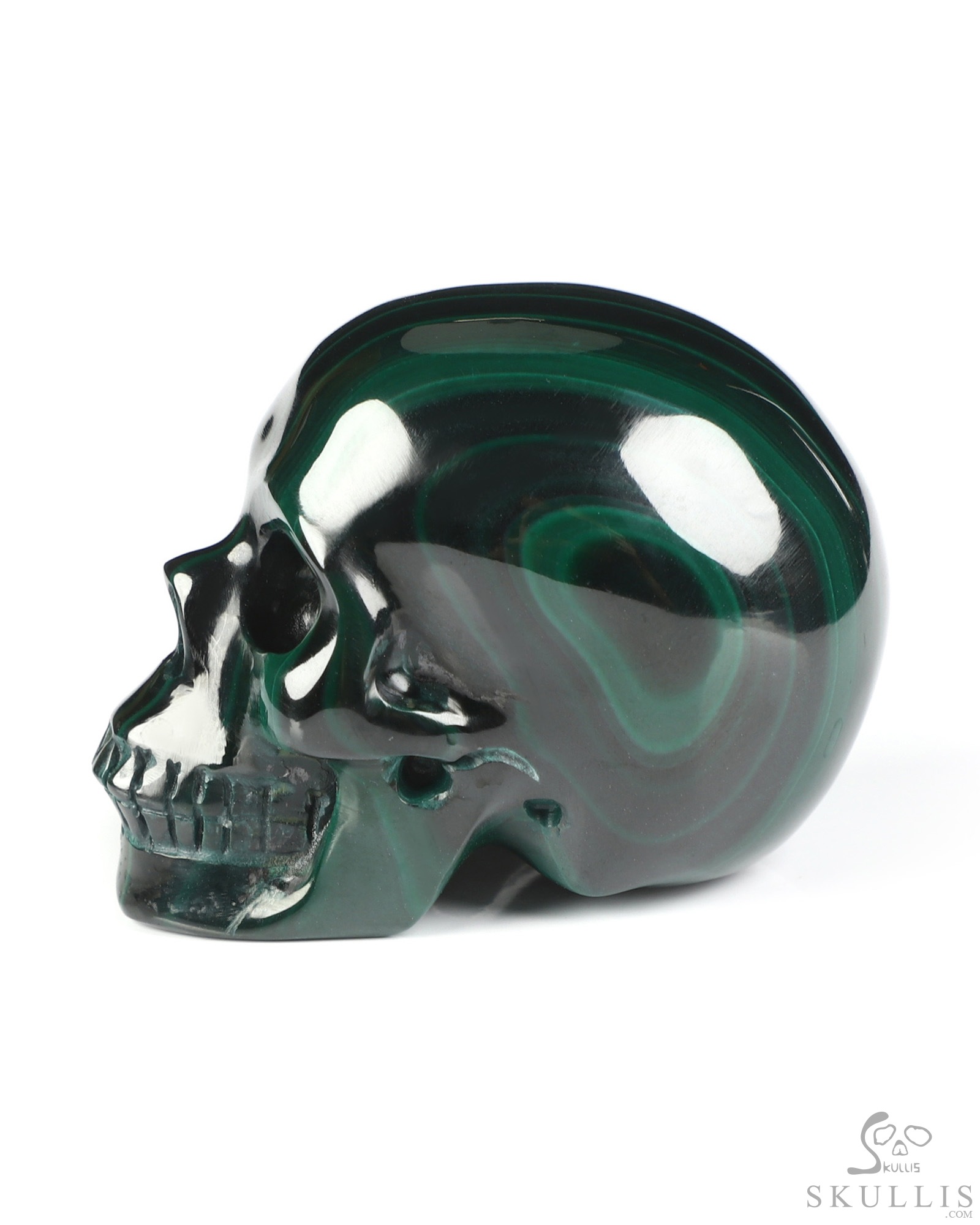 Gemstone 2.0" Malachite Hand Carved Crystal Skull, Realistic, Crystal Healing Gemstone 2.0" Malachite Hand Carved Crystal Skull, Realistic, Crystal Healing
