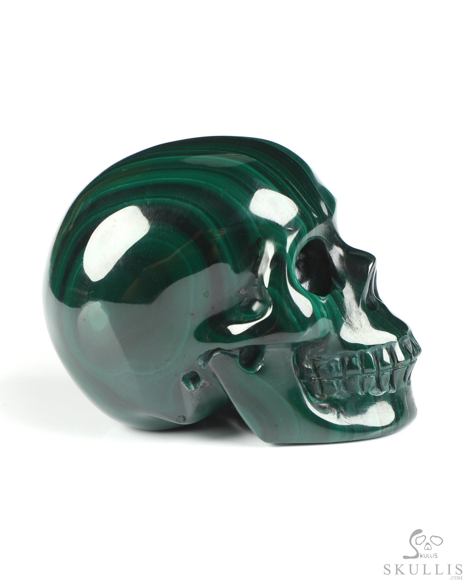 Gemstone 2.0" Malachite Hand Carved Crystal Skull, Realistic, Crystal Healing Gemstone 2.0" Malachite Hand Carved Crystal Skull, Realistic, Crystal Healing