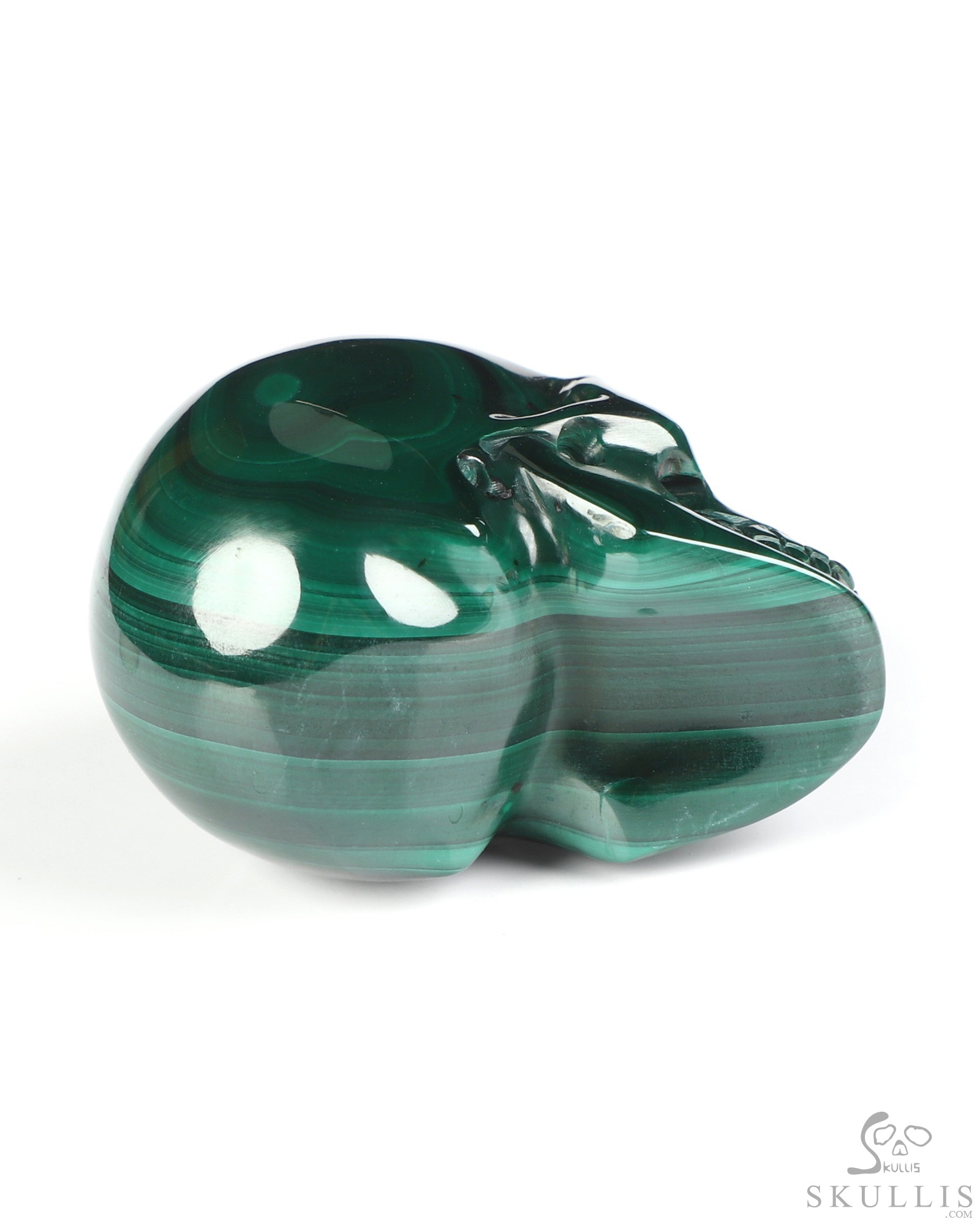 Gemstone 2.0" Malachite Hand Carved Crystal Skull, Realistic, Crystal Healing Gemstone 2.0" Malachite Hand Carved Crystal Skull, Realistic, Crystal Healing