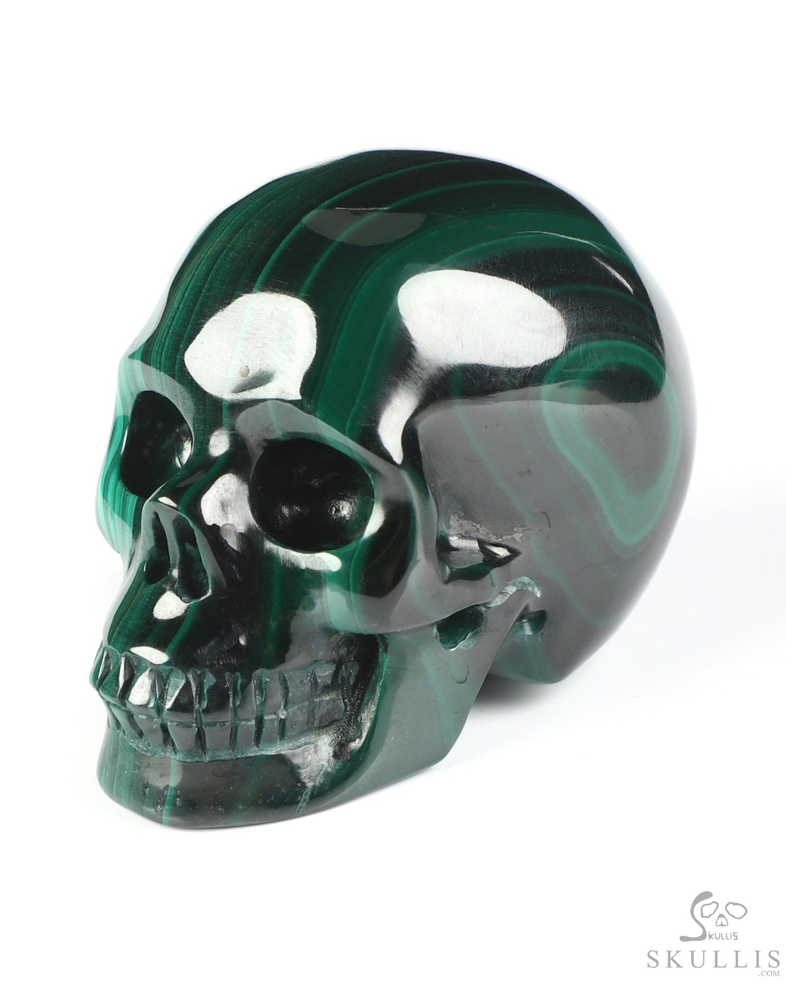 Gemstone 2.0" Malachite Hand Carved Crystal Skull, Realistic, Crystal Healing Gemstone 2.0" Malachite Hand Carved Crystal Skull, Realistic, Crystal Healing