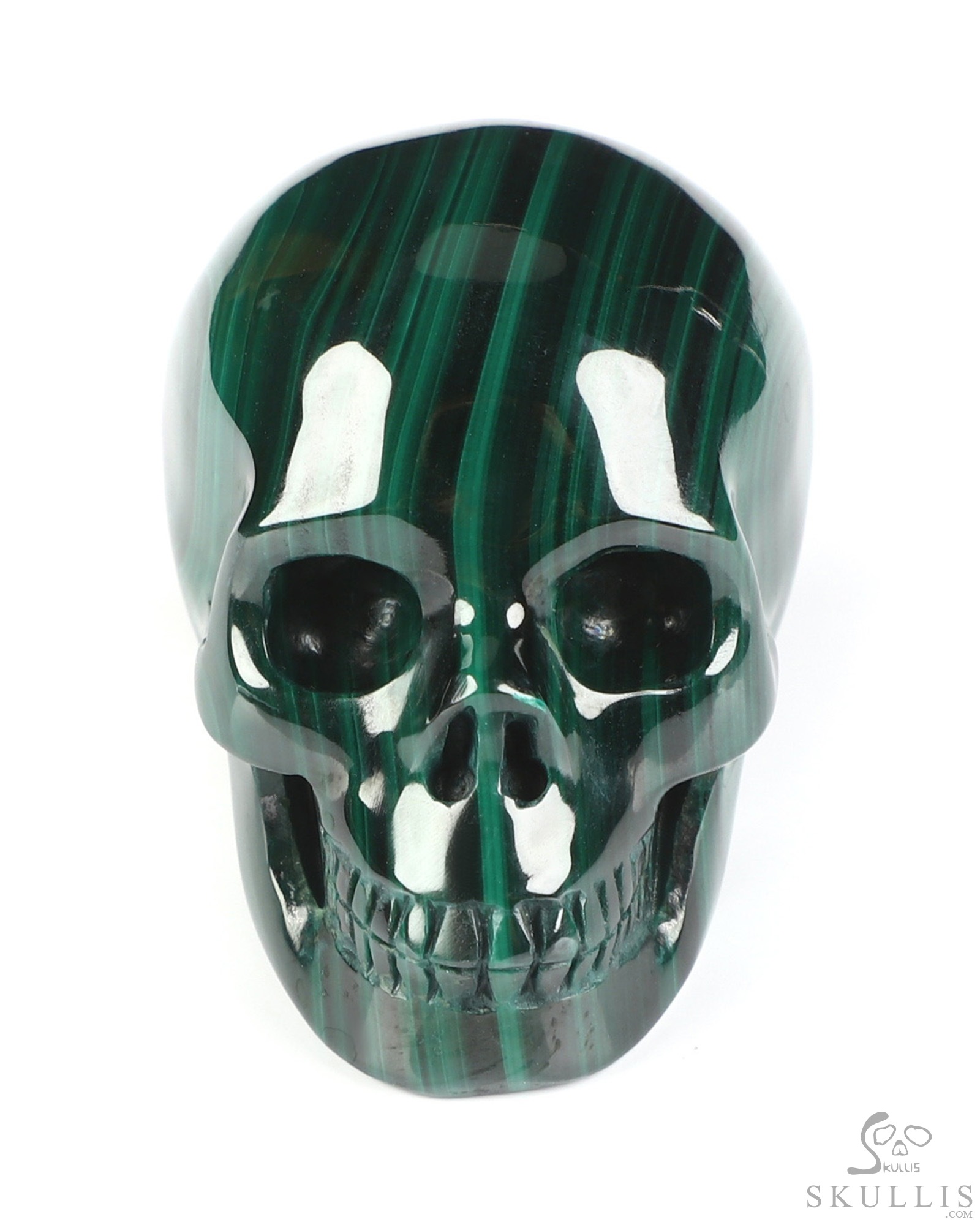 Gemstone 2.0" Malachite Hand Carved Crystal Skull, Realistic, Crystal Healing Gemstone 2.0" Malachite Hand Carved Crystal Skull, Realistic, Crystal Healing