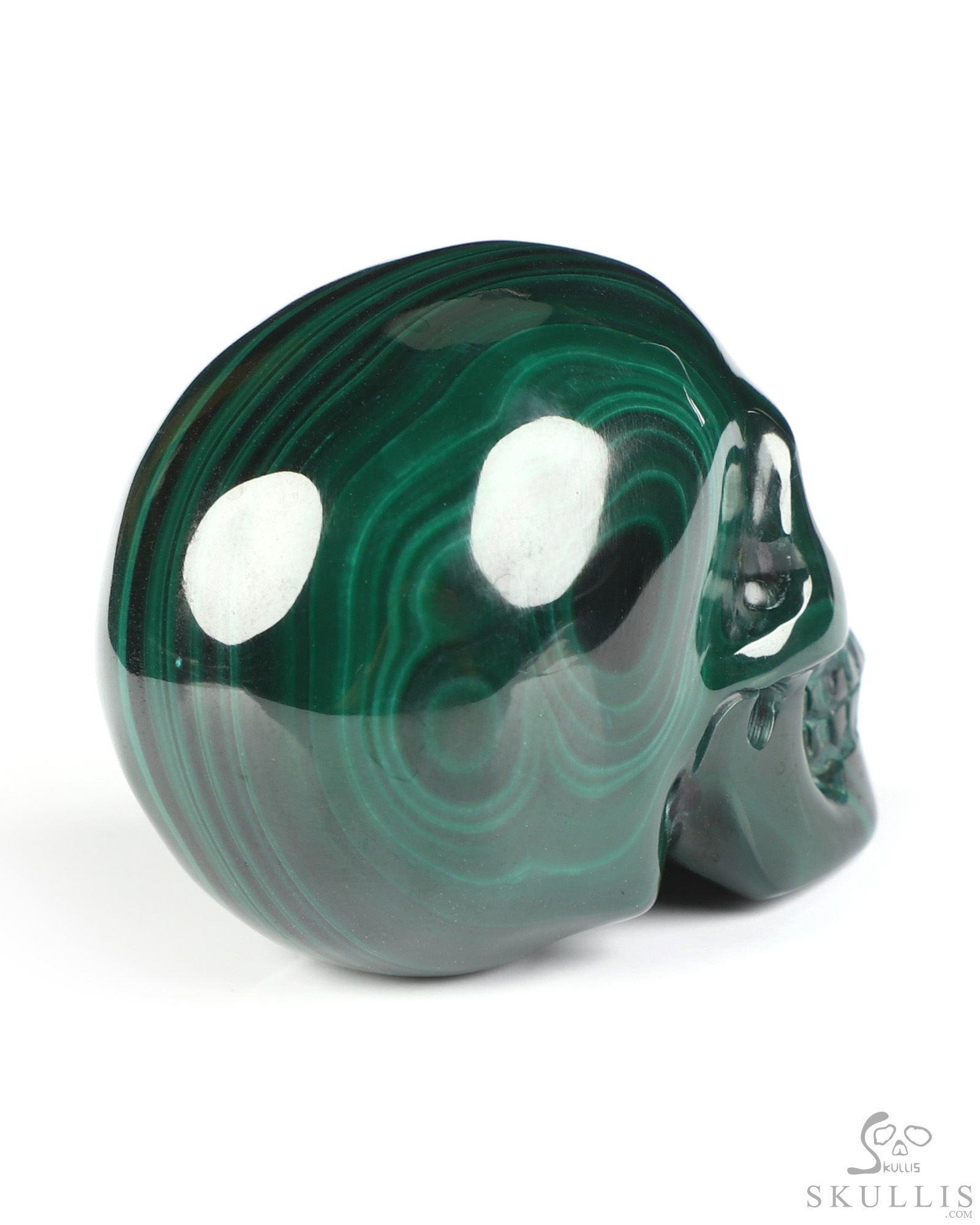 Gemstone 2.0" Malachite Hand Carved Crystal Skull, Realistic, Crystal Healing Gemstone 2.0" Malachite Hand Carved Crystal Skull, Realistic, Crystal Healing
