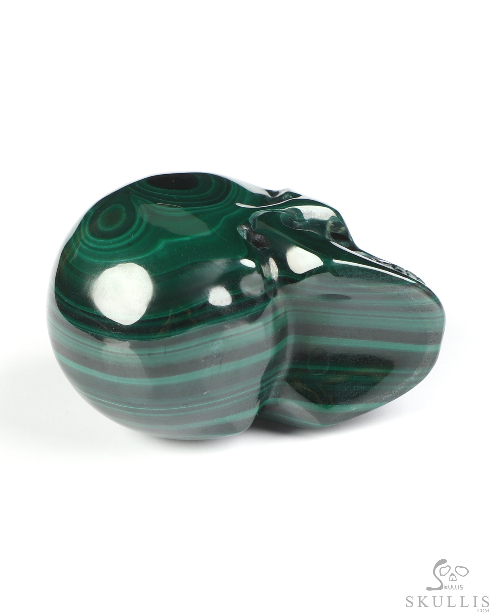 Gemstone 2.0" Malachite Hand Carved Crystal Skull, Realistic, Crystal Healing Gemstone 2.0" Malachite Hand Carved Crystal Skull, Realistic, Crystal Healing