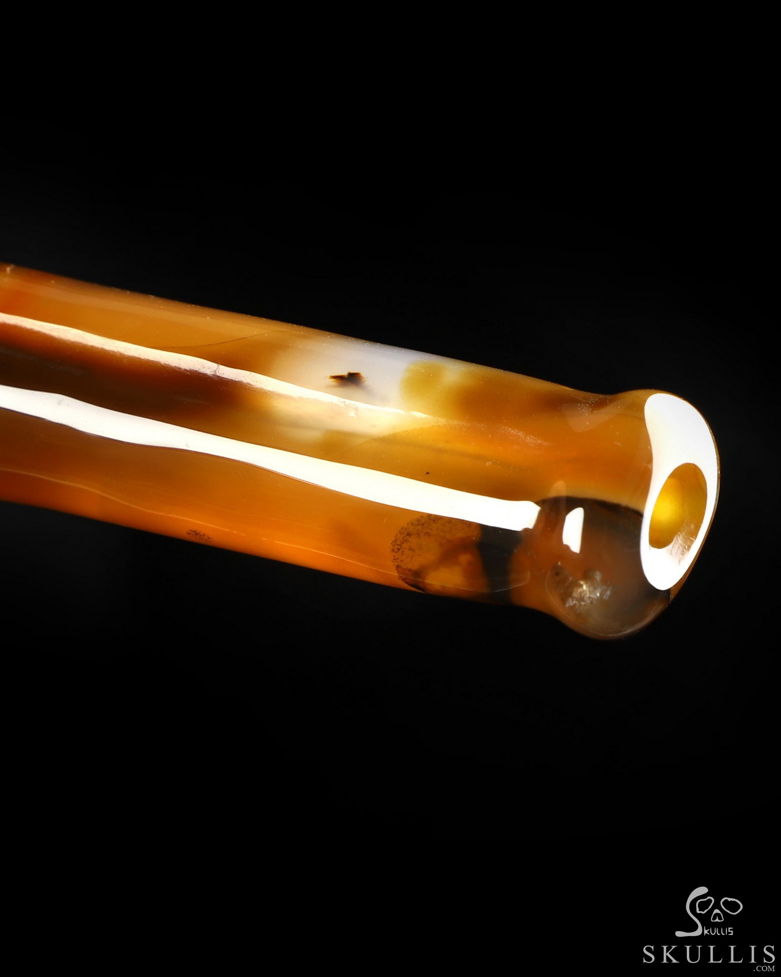 4.2" Premium Brazilian Agate Hand Carved Crystal Skull Pipe 4.2" Premium Brazilian Agate Hand Carved Crystal Skull Pipe