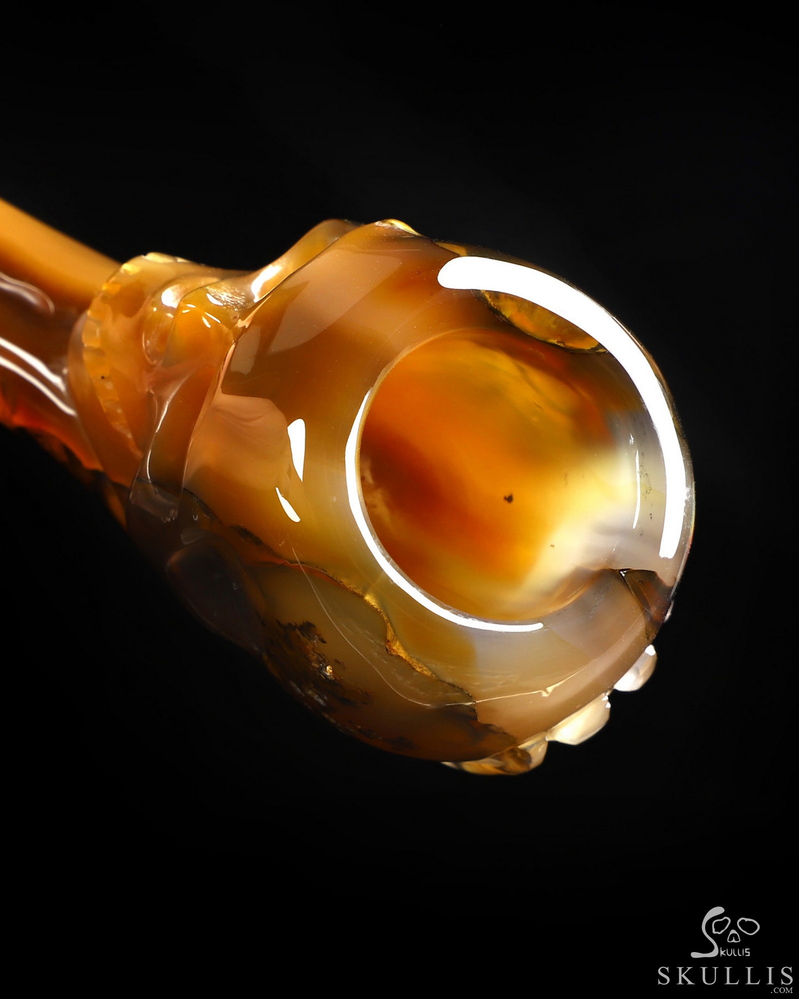 4.2" Premium Brazilian Agate Hand Carved Crystal Skull Pipe 4.2" Premium Brazilian Agate Hand Carved Crystal Skull Pipe