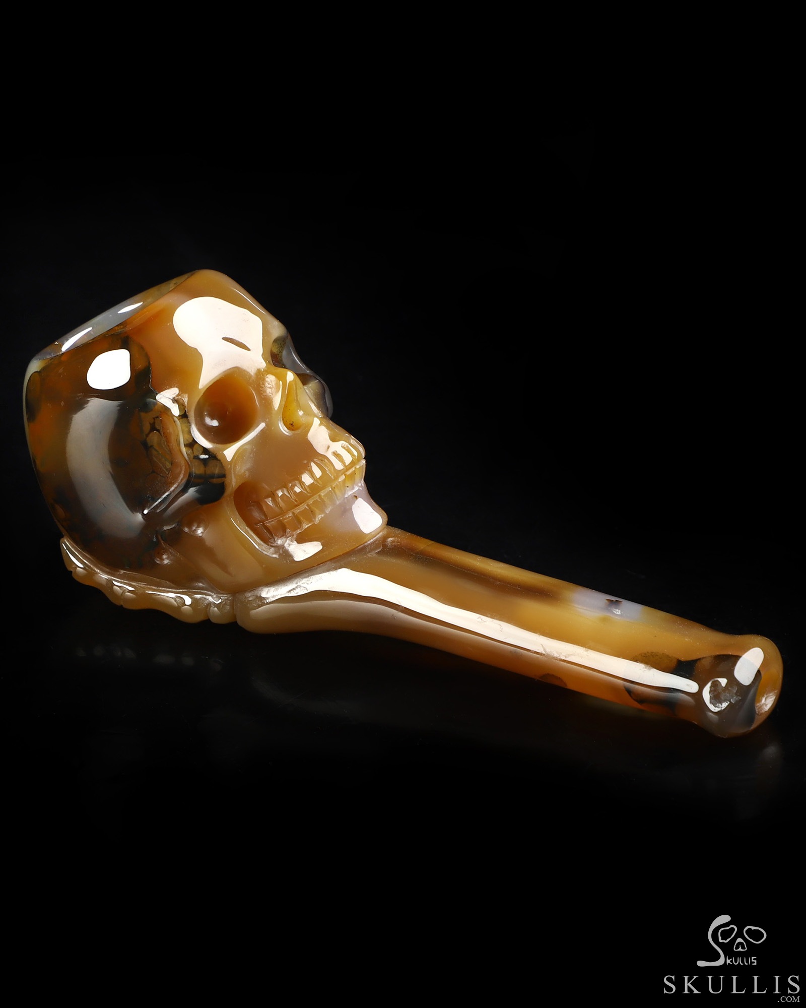 4.2" Premium Brazilian Agate Hand Carved Crystal Skull Pipe 4.2" Premium Brazilian Agate Hand Carved Crystal Skull Pipe