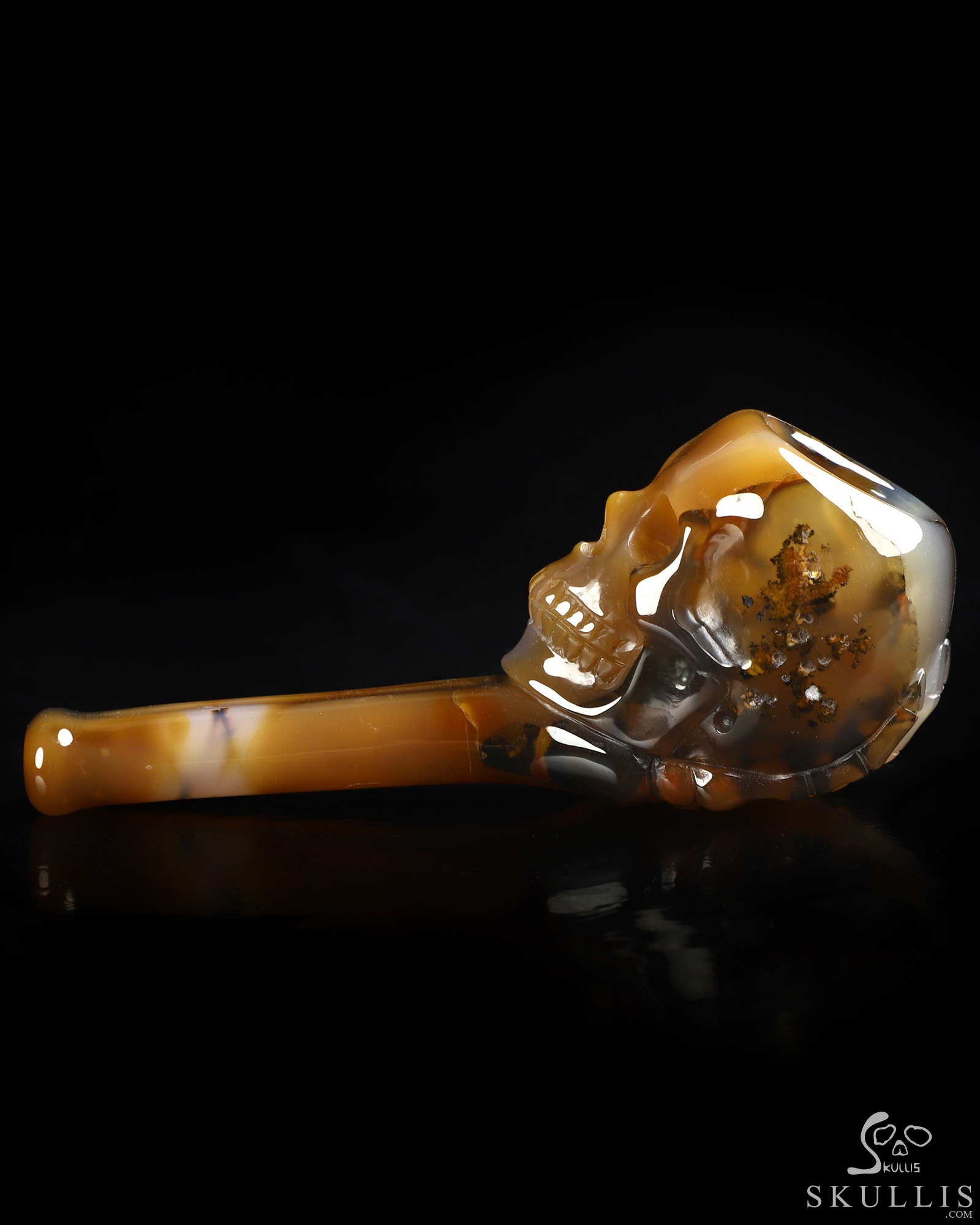 4.2" Premium Brazilian Agate Hand Carved Crystal Skull Pipe 4.2" Premium Brazilian Agate Hand Carved Crystal Skull Pipe