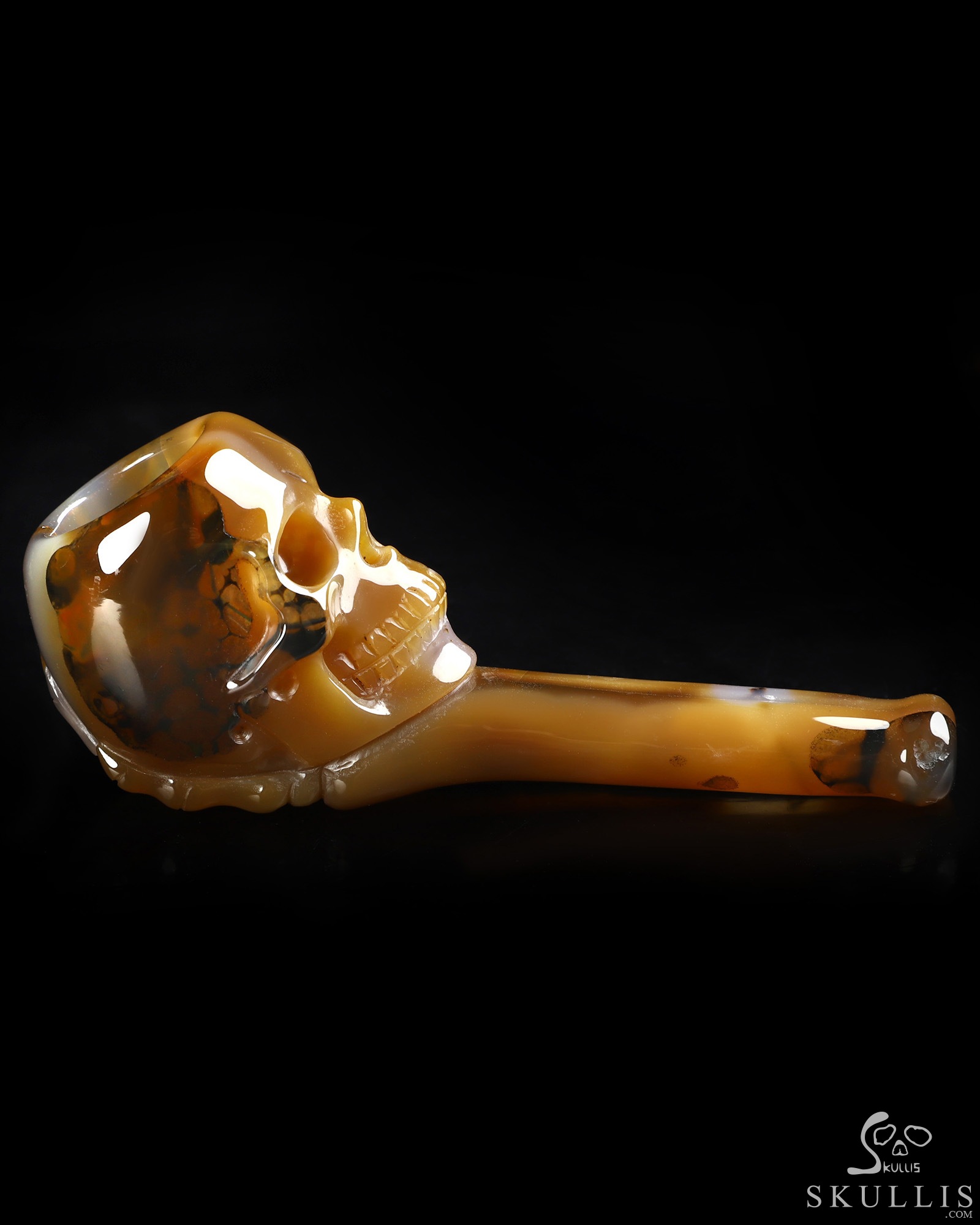 4.2" Premium Brazilian Agate Hand Carved Crystal Skull Pipe 4.2" Premium Brazilian Agate Hand Carved Crystal Skull Pipe