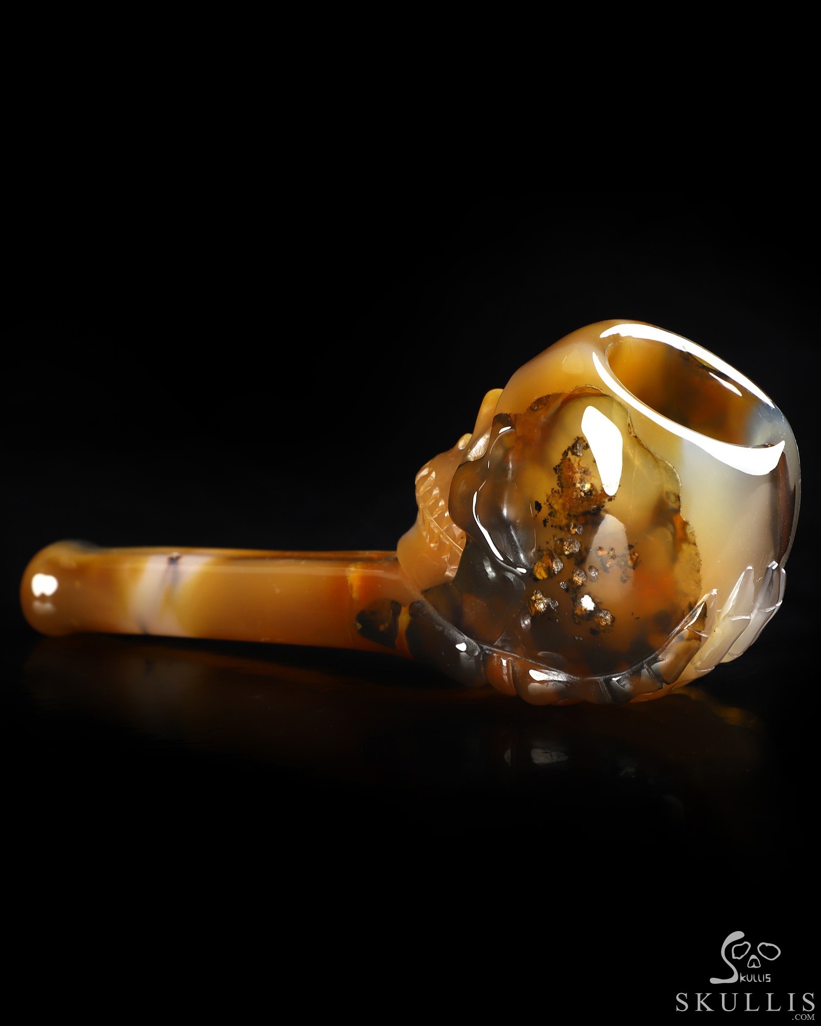 4.2" Premium Brazilian Agate Hand Carved Crystal Skull Pipe 4.2" Premium Brazilian Agate Hand Carved Crystal Skull Pipe