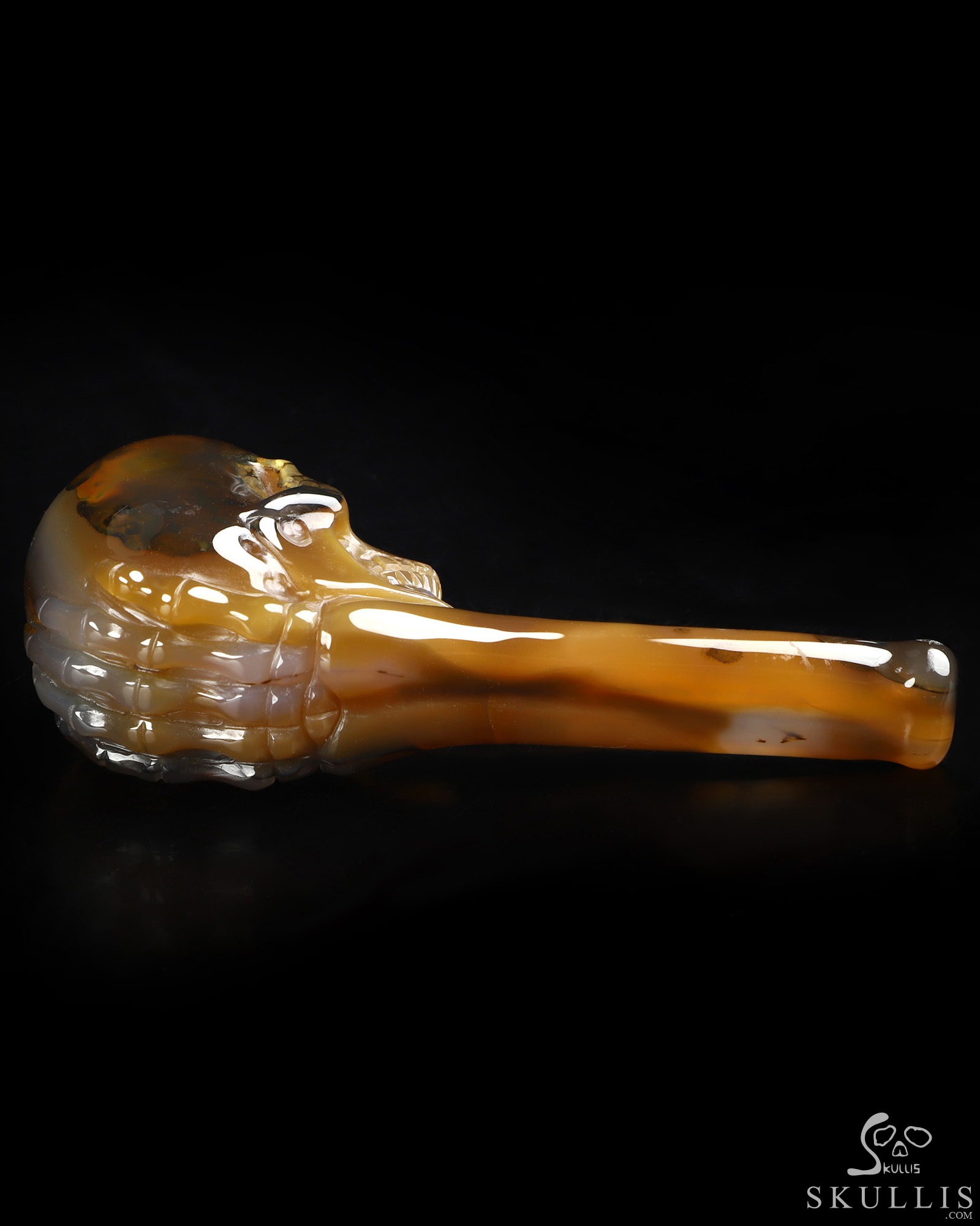 4.2" Premium Brazilian Agate Hand Carved Crystal Skull Pipe 4.2" Premium Brazilian Agate Hand Carved Crystal Skull Pipe