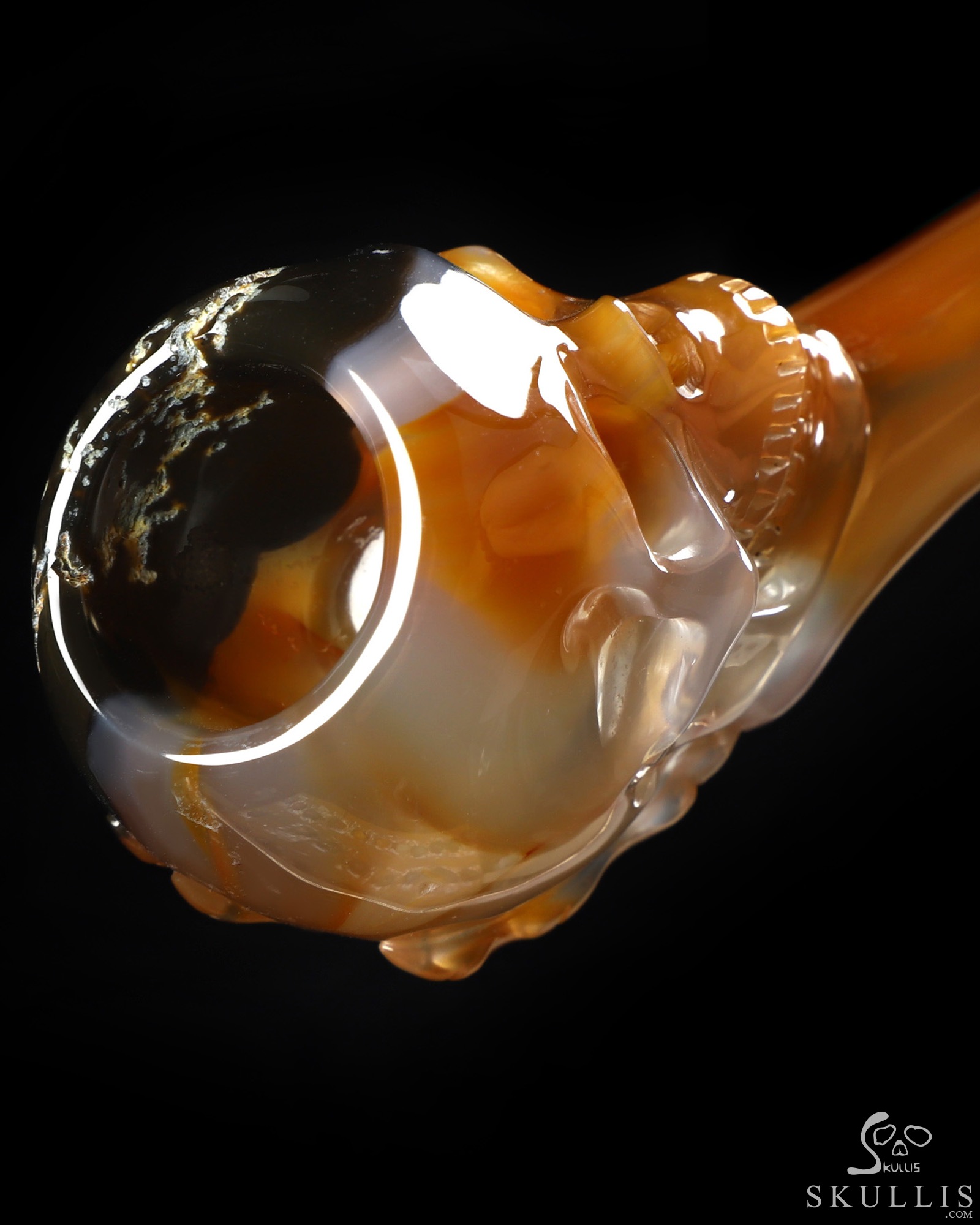 4.2" Premium Brazilian Agate Hand Carved Crystal Skull Pipe, Crystal Healing 4.2" Premium Brazilian Agate Hand Carved Crystal Skull Pipe, Crystal Healing