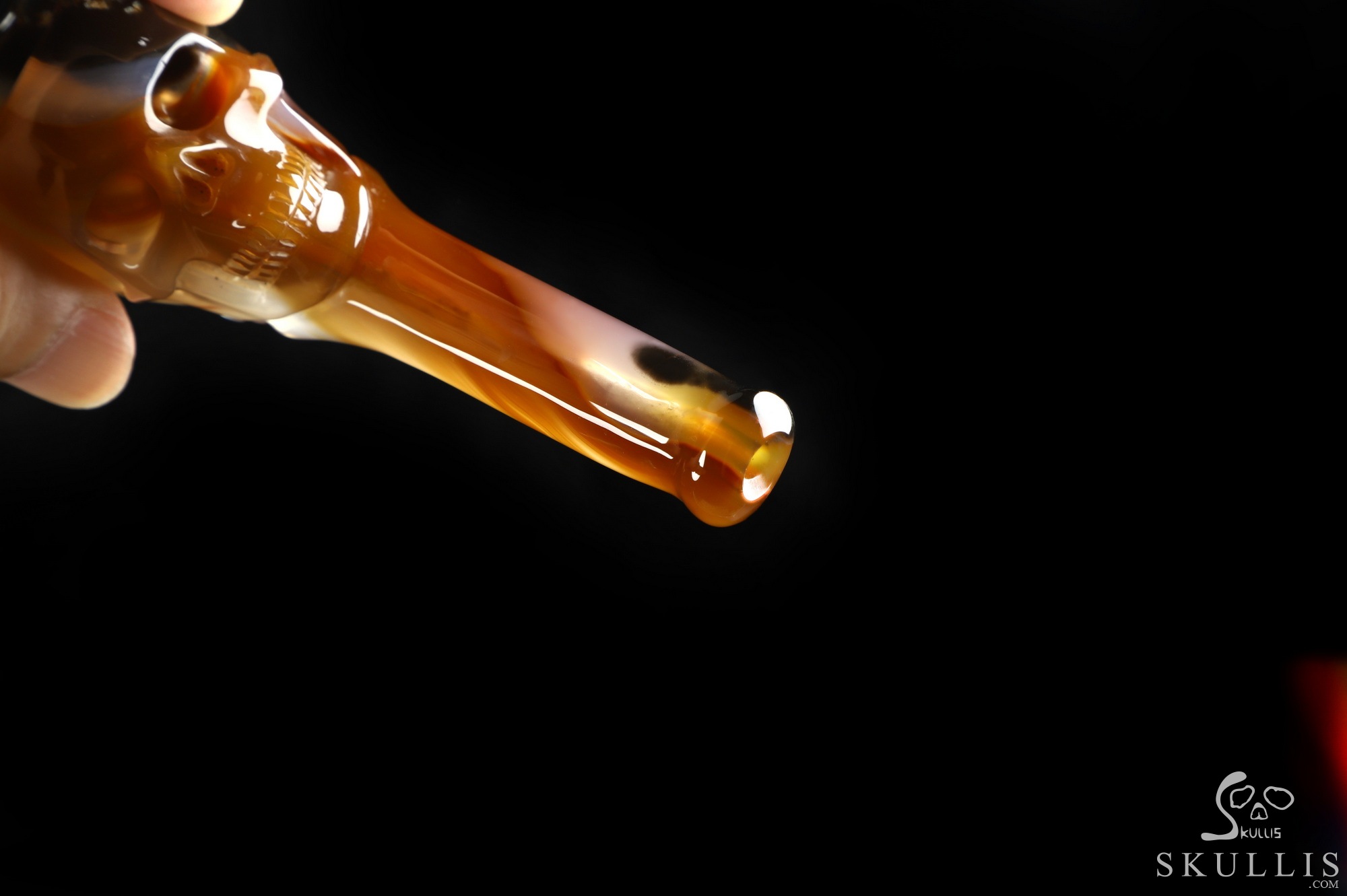 4.2" Premium Brazilian Agate Hand Carved Crystal Skull Pipe, Crystal Healing 4.2" Premium Brazilian Agate Hand Carved Crystal Skull Pipe, Crystal Healing