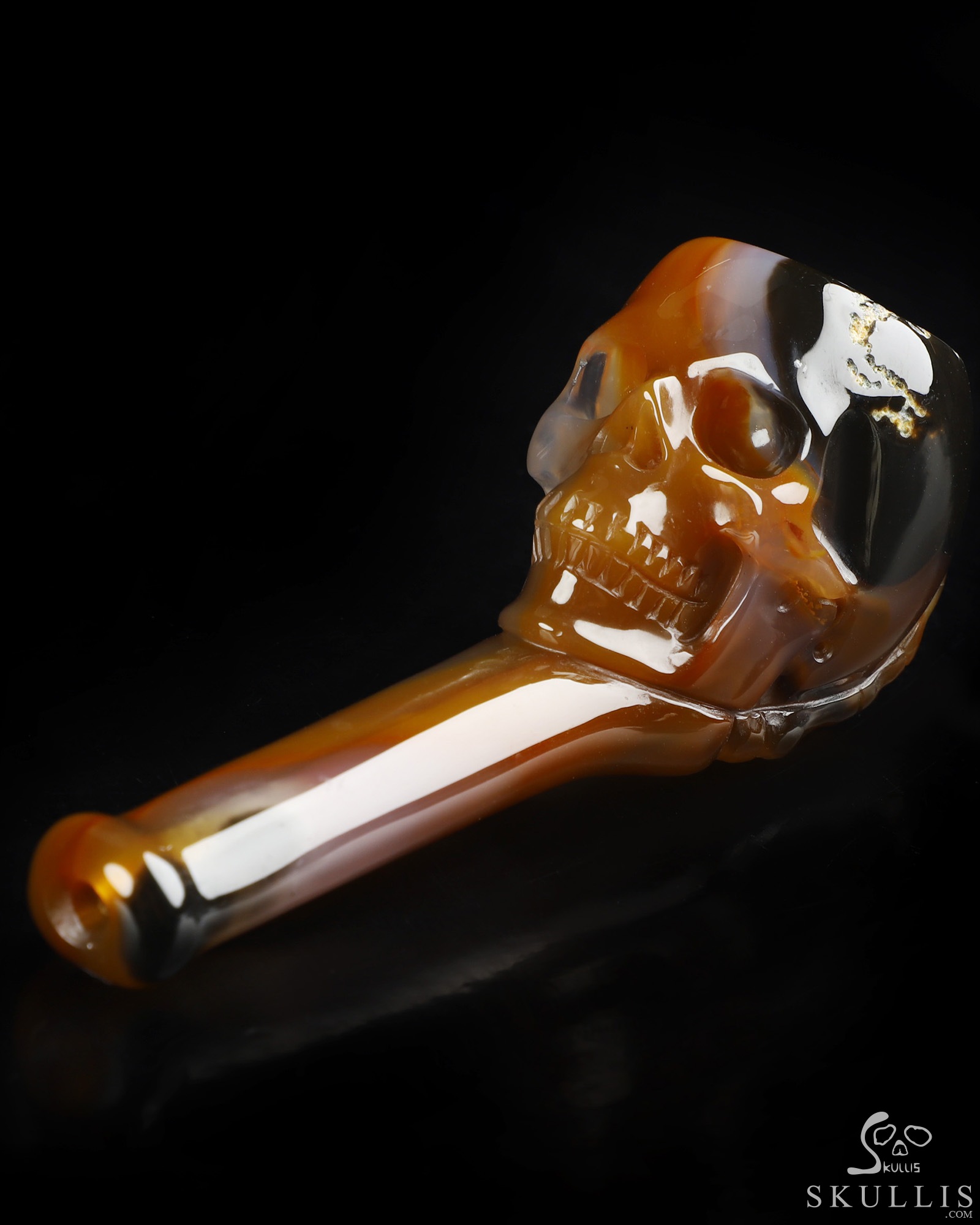 4.2" Premium Brazilian Agate Hand Carved Crystal Skull Pipe, Crystal Healing 4.2" Premium Brazilian Agate Hand Carved Crystal Skull Pipe, Crystal Healing