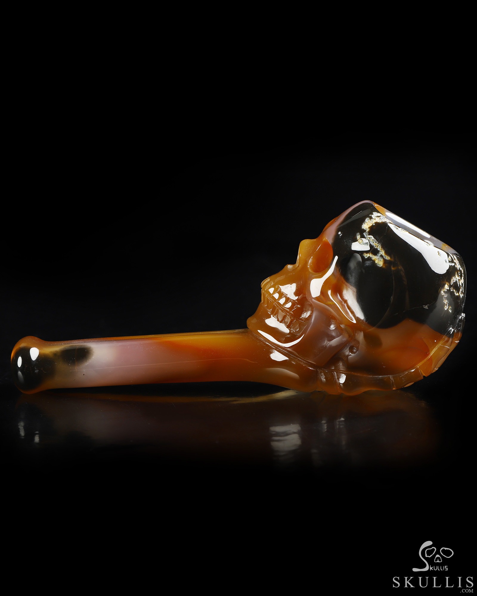 4.2" Premium Brazilian Agate Hand Carved Crystal Skull Pipe, Crystal Healing 4.2" Premium Brazilian Agate Hand Carved Crystal Skull Pipe, Crystal Healing