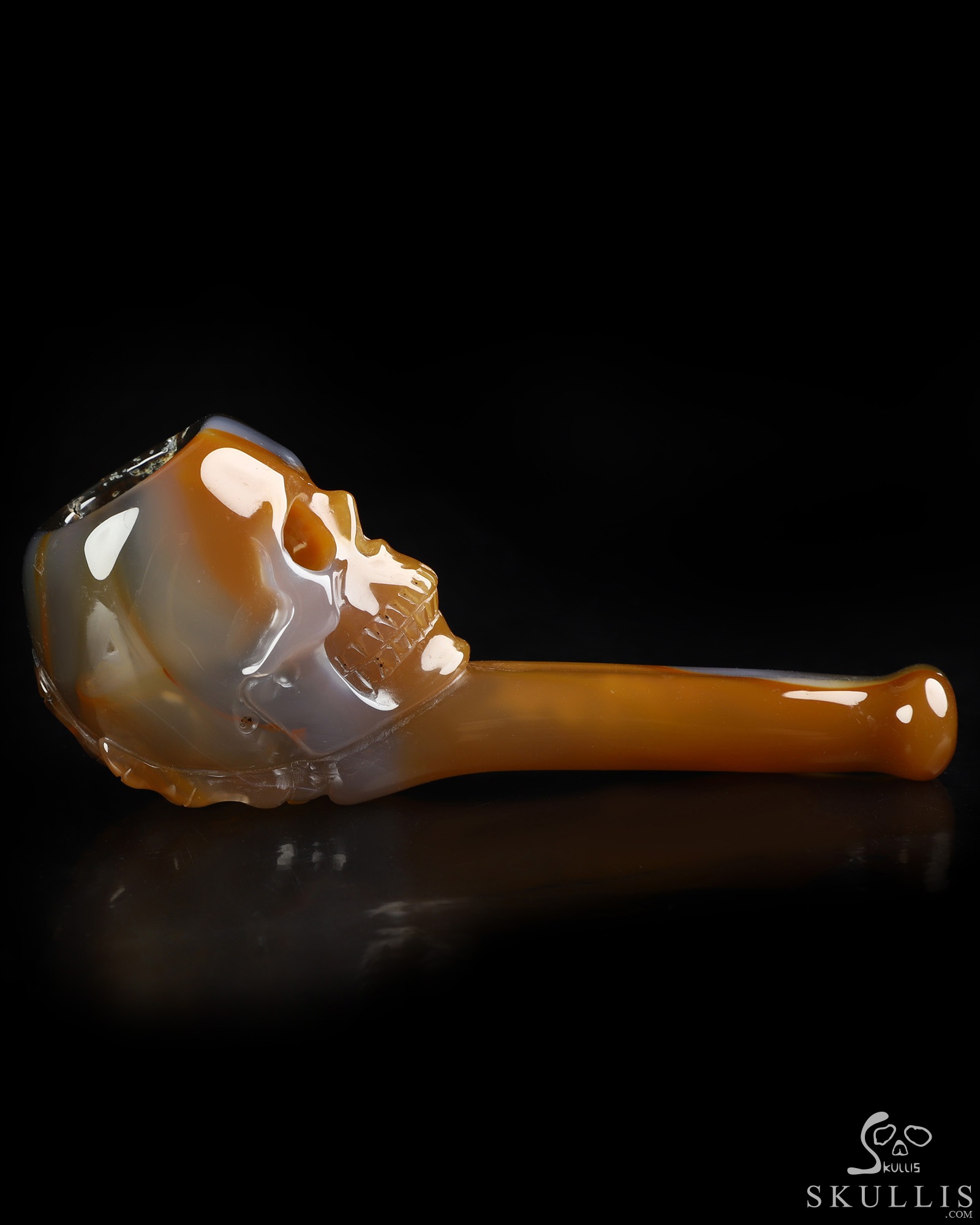 4.2" Premium Brazilian Agate Hand Carved Crystal Skull Pipe, Crystal Healing 4.2" Premium Brazilian Agate Hand Carved Crystal Skull Pipe, Crystal Healing