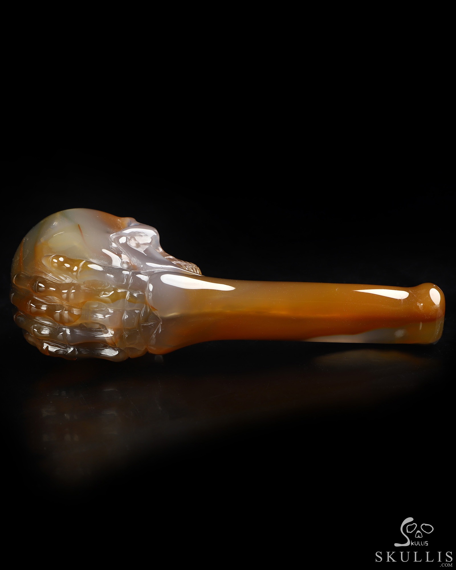 4.2" Premium Brazilian Agate Hand Carved Crystal Skull Pipe, Crystal Healing 4.2" Premium Brazilian Agate Hand Carved Crystal Skull Pipe, Crystal Healing