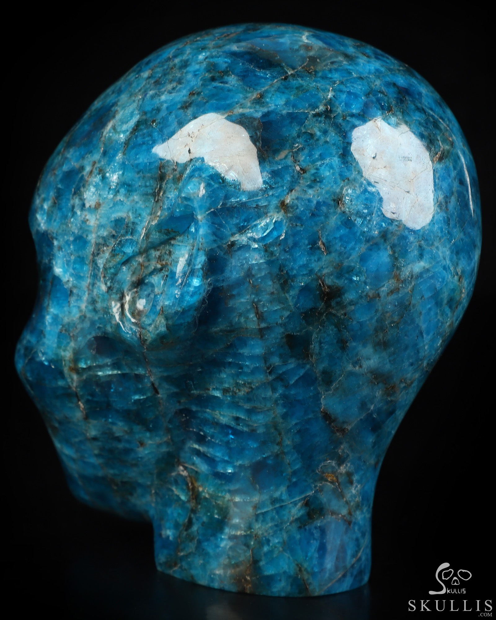 4.0" Blue Apatite Hand Carved Fairy Elf Alien Crystal Skull Companion Sculpture, Crystal Healing 4.0" Blue Apatite Hand Carved Fairy Elf Alien Crystal Skull Companion Sculpture, Crystal Healing