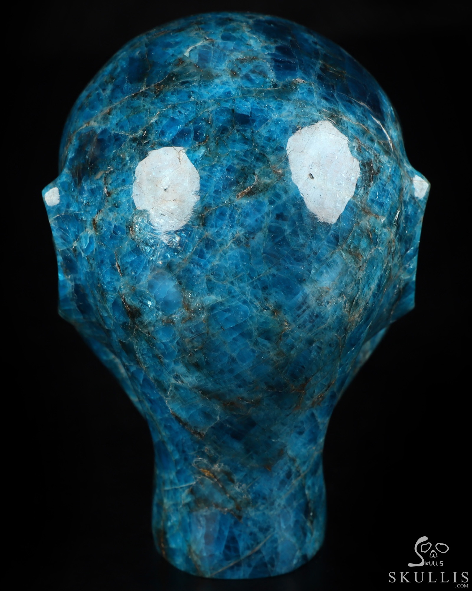 4.0" Blue Apatite Hand Carved Fairy Elf Alien Crystal Skull Companion Sculpture, Crystal Healing 4.0" Blue Apatite Hand Carved Fairy Elf Alien Crystal Skull Companion Sculpture, Crystal Healing