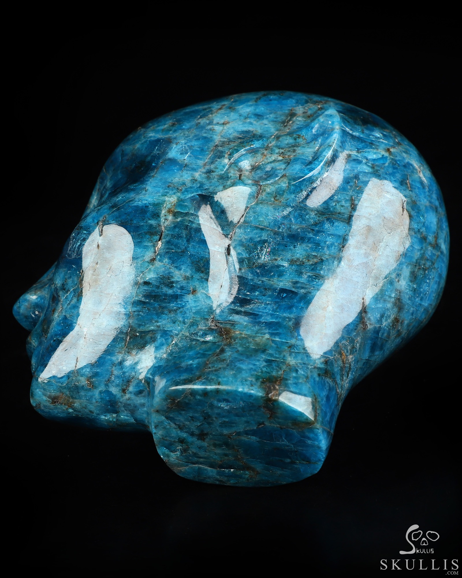 4.0" Blue Apatite Hand Carved Fairy Elf Alien Crystal Skull Companion Sculpture, Crystal Healing 4.0" Blue Apatite Hand Carved Fairy Elf Alien Crystal Skull Companion Sculpture, Crystal Healing