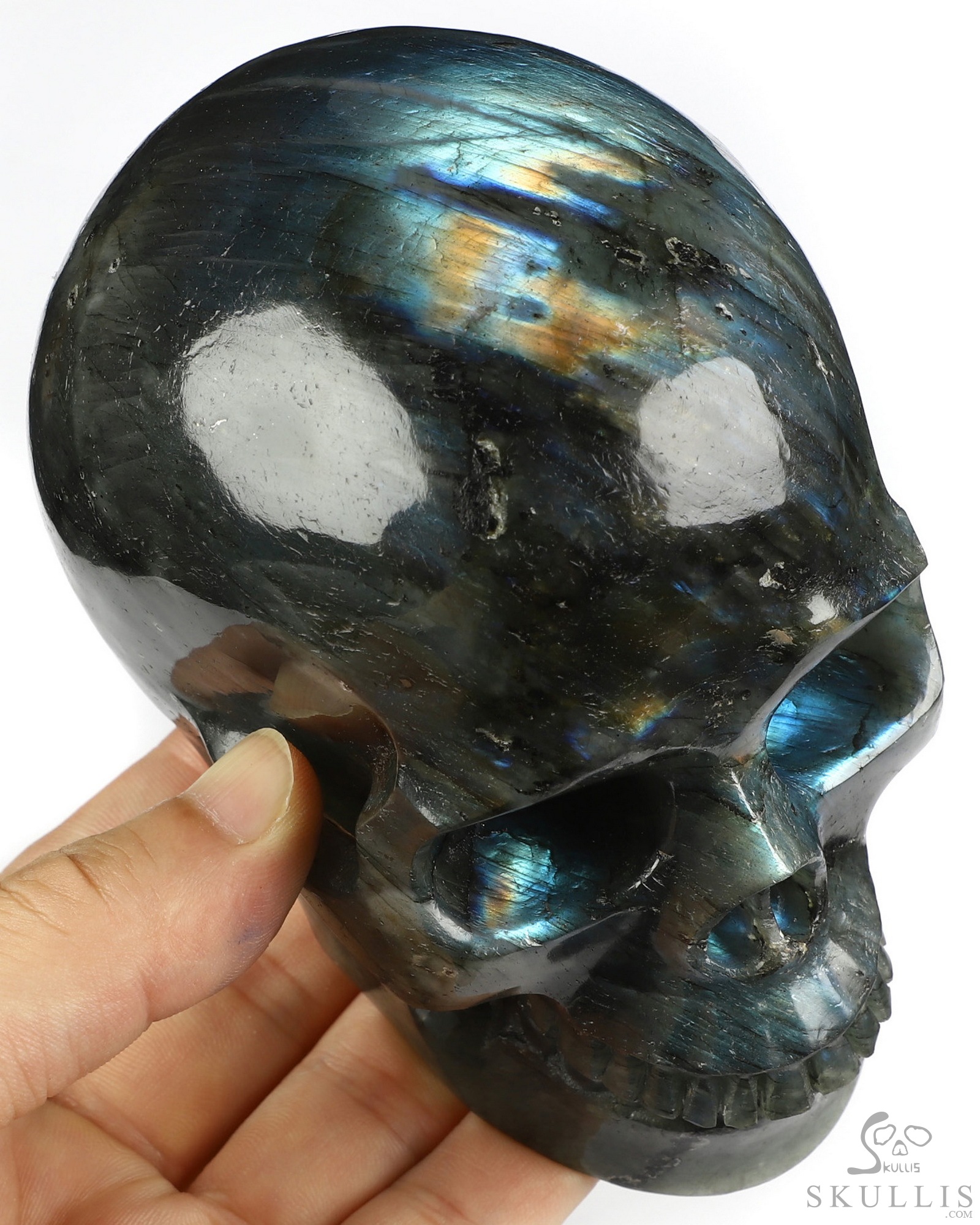 4.9" Labradorite Hand Carved Crystal Skull, Realistic, Crystal Healing 4.9" Labradorite Hand Carved Crystal Skull, Realistic, Crystal Healing