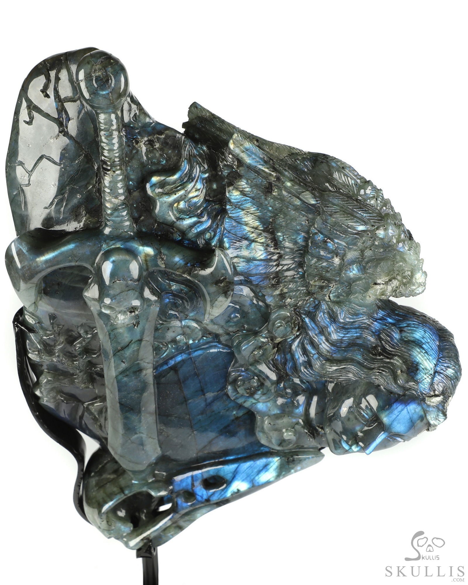 Aug 26, 2026 ACSAD (A Crystal Skull a Day) - The Vigil of Brynhild - 10.5" Labradorite Hand Carved Crystal Skull Fine Art Sculpture With Raven, Valkyrie & Sword, Crystal Healing Aug 26, 2026 ACSAD (A Crystal Skull a Day) - The Vigil of Brynhild - 10.5" Labradorite Hand Carved Crystal Skull Fine Art Sculpture With Raven, Valkyrie & Sword, Crystal Healing