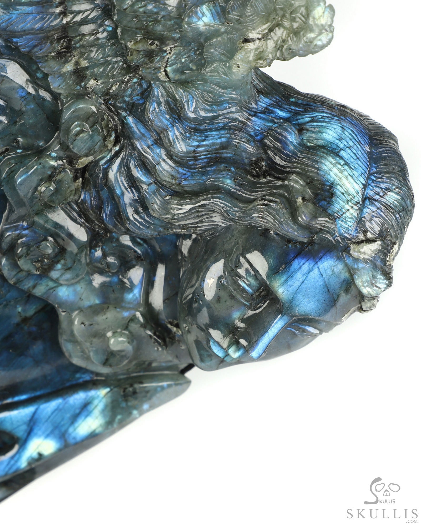 Aug 26, 2026 ACSAD (A Crystal Skull a Day) - The Vigil of Brynhild - 10.5" Labradorite Hand Carved Crystal Skull Fine Art Sculpture With Raven, Valkyrie & Sword, Crystal Healing Aug 26, 2026 ACSAD (A Crystal Skull a Day) - The Vigil of Brynhild - 10.5" Labradorite Hand Carved Crystal Skull Fine Art Sculpture With Raven, Valkyrie & Sword, Crystal Healing