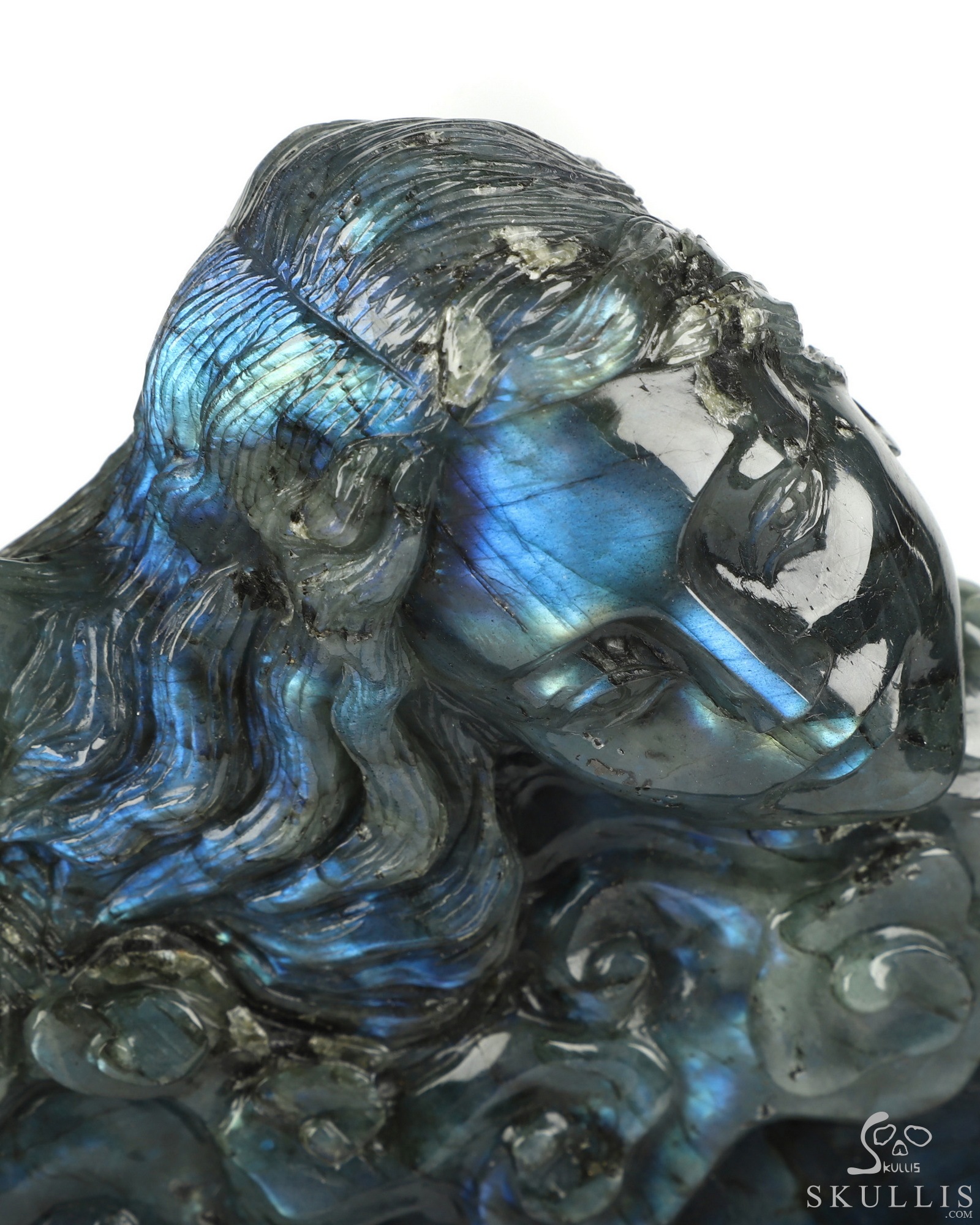 Aug 26, 2026 ACSAD (A Crystal Skull a Day) - The Vigil of Brynhild - 10.5" Labradorite Hand Carved Crystal Skull Fine Art Sculpture With Raven, Valkyrie & Sword, Crystal Healing Aug 26, 2026 ACSAD (A Crystal Skull a Day) - The Vigil of Brynhild - 10.5" Labradorite Hand Carved Crystal Skull Fine Art Sculpture With Raven, Valkyrie & Sword, Crystal Healing
