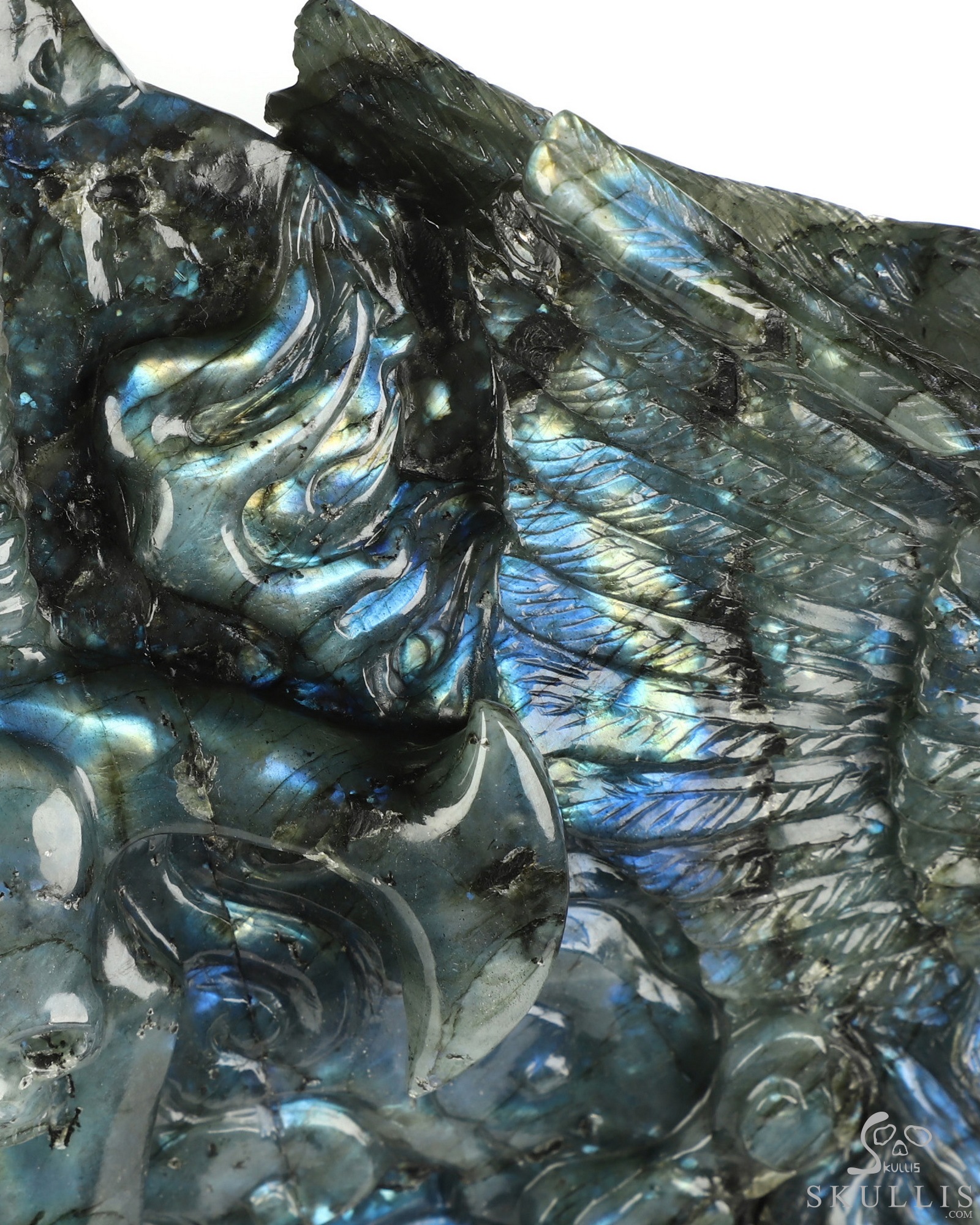 Aug 26, 2026 ACSAD (A Crystal Skull a Day) - The Vigil of Brynhild - 10.5" Labradorite Hand Carved Crystal Skull Fine Art Sculpture With Raven, Valkyrie & Sword, Crystal Healing Aug 26, 2026 ACSAD (A Crystal Skull a Day) - The Vigil of Brynhild - 10.5" Labradorite Hand Carved Crystal Skull Fine Art Sculpture With Raven, Valkyrie & Sword, Crystal Healing