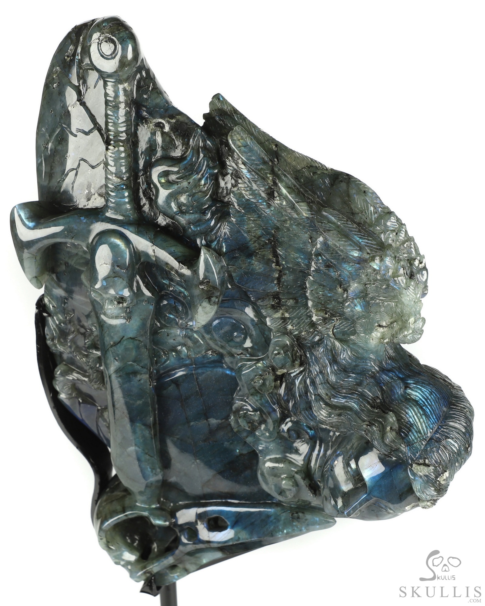 Aug 26, 2026 ACSAD (A Crystal Skull a Day) - The Vigil of Brynhild - 10.5" Labradorite Hand Carved Crystal Skull Fine Art Sculpture With Raven, Valkyrie & Sword, Crystal Healing Aug 26, 2026 ACSAD (A Crystal Skull a Day) - The Vigil of Brynhild - 10.5" Labradorite Hand Carved Crystal Skull Fine Art Sculpture With Raven, Valkyrie & Sword, Crystal Healing