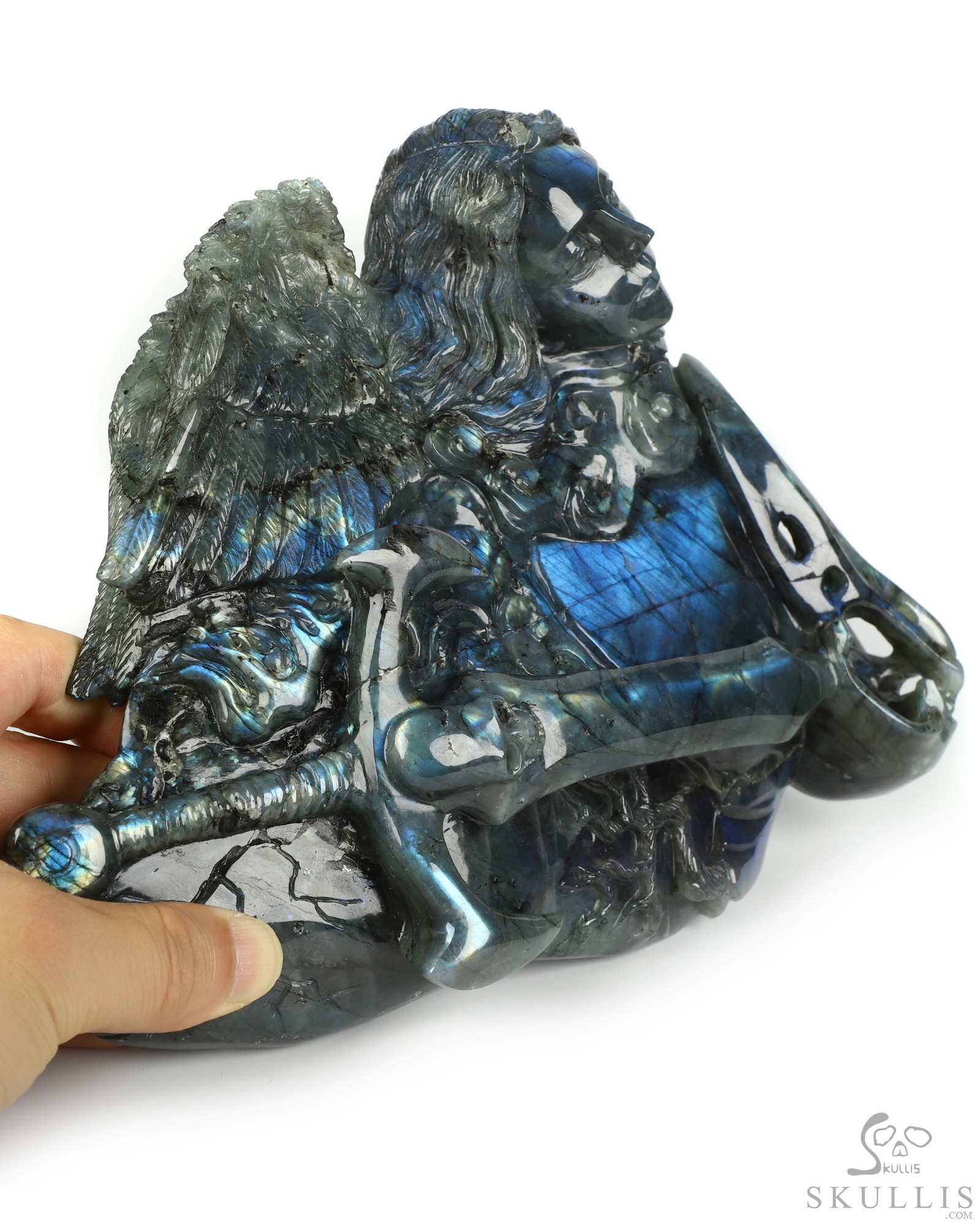 Aug 26, 2026 ACSAD (A Crystal Skull a Day) - The Vigil of Brynhild - 10.5" Labradorite Hand Carved Crystal Skull Fine Art Sculpture With Raven, Valkyrie & Sword, Crystal Healing Aug 26, 2026 ACSAD (A Crystal Skull a Day) - The Vigil of Brynhild - 10.5" Labradorite Hand Carved Crystal Skull Fine Art Sculpture With Raven, Valkyrie & Sword, Crystal Healing