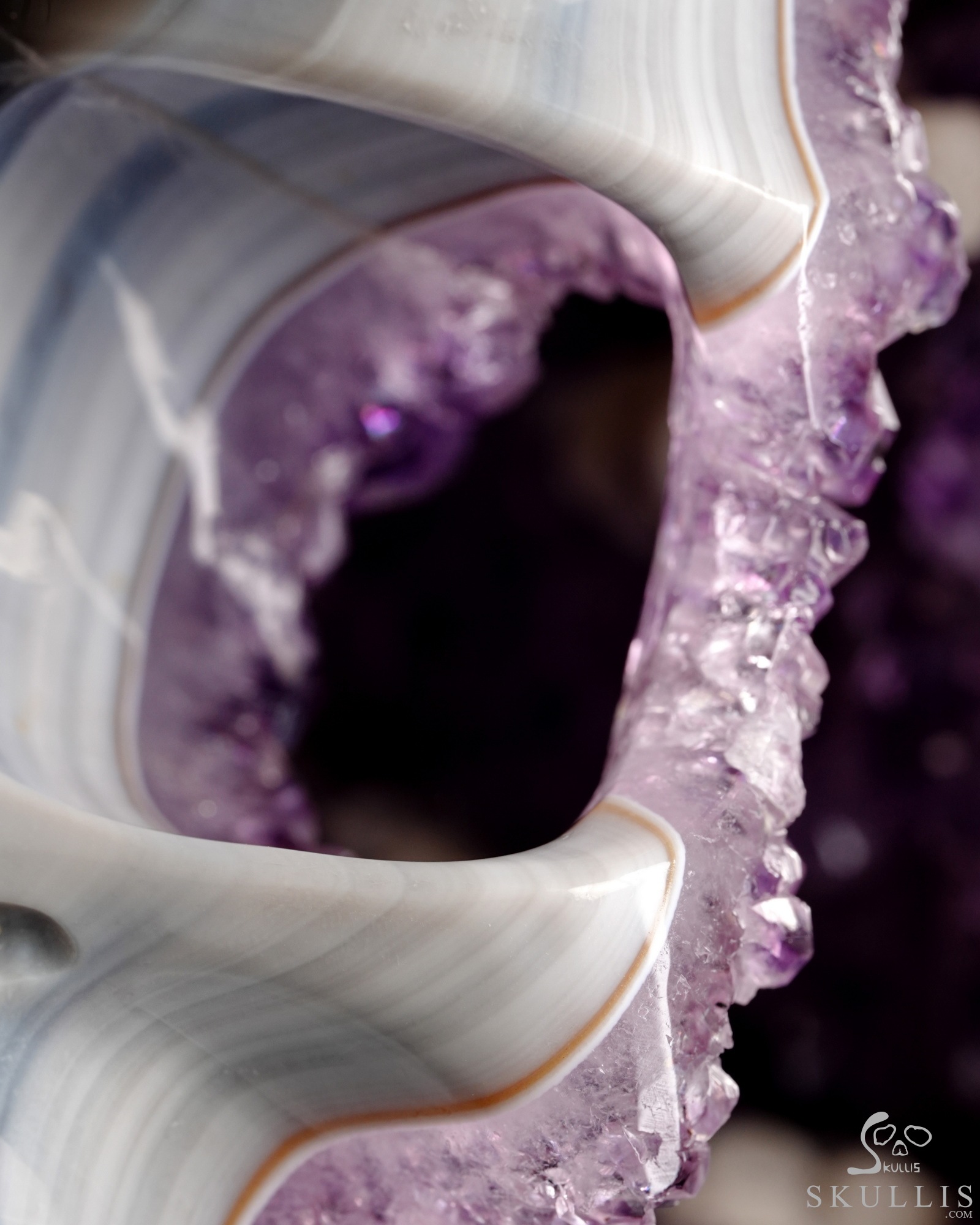 Aug 17, 2026 ACSAD (A Crystal Skull a Day) - Cosmic Snowfall - Lifesized 9.1" Agate Amethyst Geode Hand Carved Crystal Skull, Super Realistic, Crystal Healing Aug 17, 2026 ACSAD (A Crystal Skull a Day) - Cosmic Snowfall - Lifesized 9.1" Agate Amethyst Geode Hand Carved Crystal Skull, Super Realistic, Crystal Healing