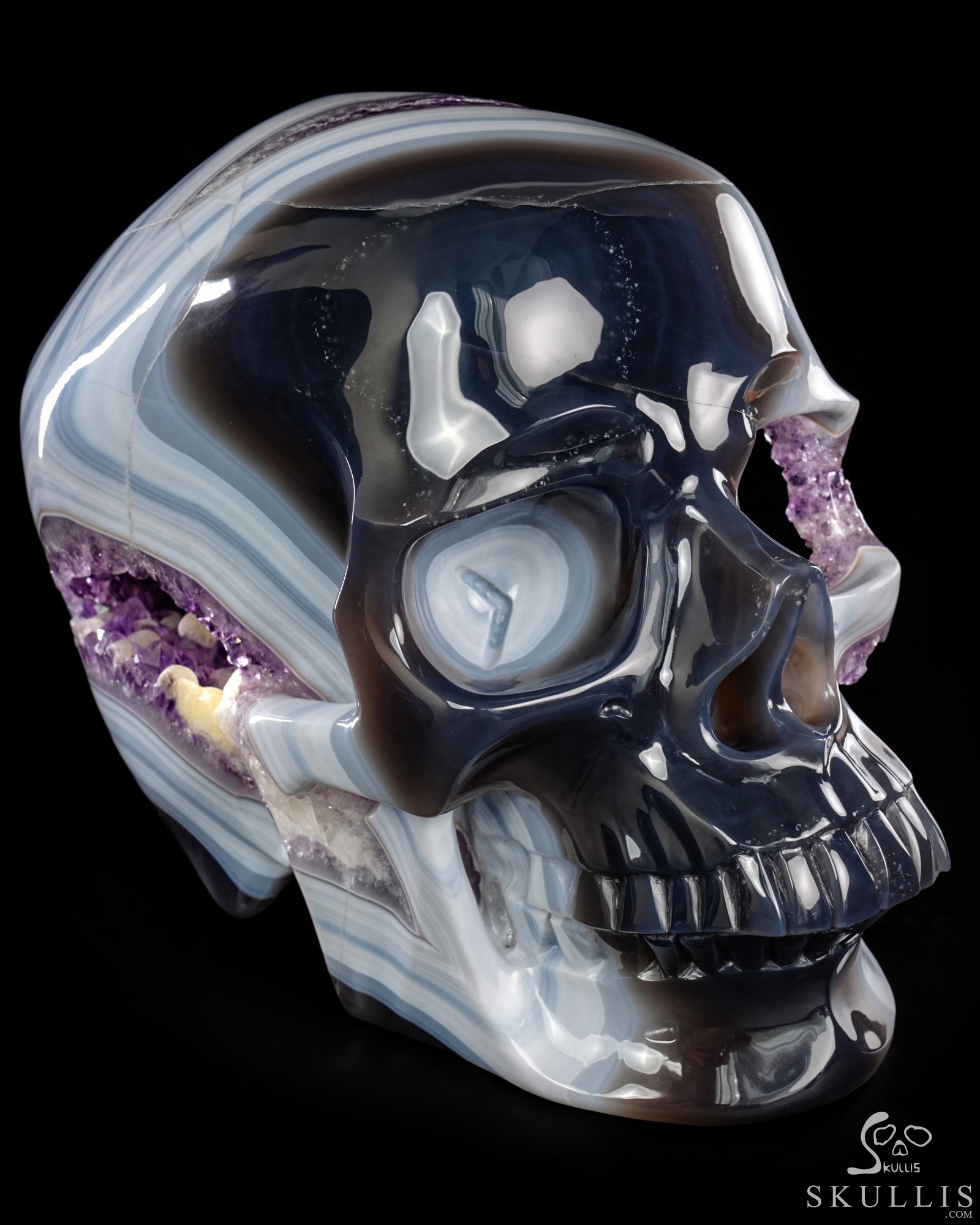 Aug 17, 2026 ACSAD (A Crystal Skull a Day) - Cosmic Snowfall - Lifesized 9.1" Agate Amethyst Geode Hand Carved Crystal Skull, Super Realistic, Crystal Healing Aug 17, 2026 ACSAD (A Crystal Skull a Day) - Cosmic Snowfall - Lifesized 9.1" Agate Amethyst Geode Hand Carved Crystal Skull, Super Realistic, Crystal Healing