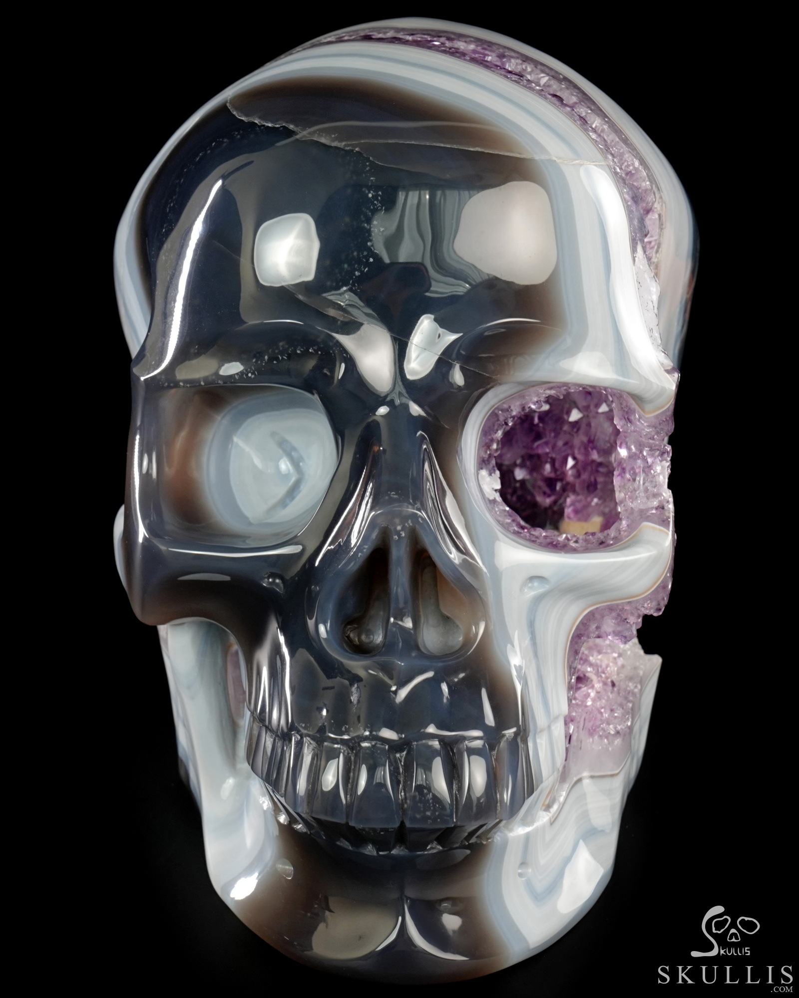 Aug 17, 2026 ACSAD (A Crystal Skull a Day) - Cosmic Snowfall - Lifesized 9.1" Agate Amethyst Geode Hand Carved Crystal Skull, Super Realistic, Crystal Healing Aug 17, 2026 ACSAD (A Crystal Skull a Day) - Cosmic Snowfall - Lifesized 9.1" Agate Amethyst Geode Hand Carved Crystal Skull, Super Realistic, Crystal Healing