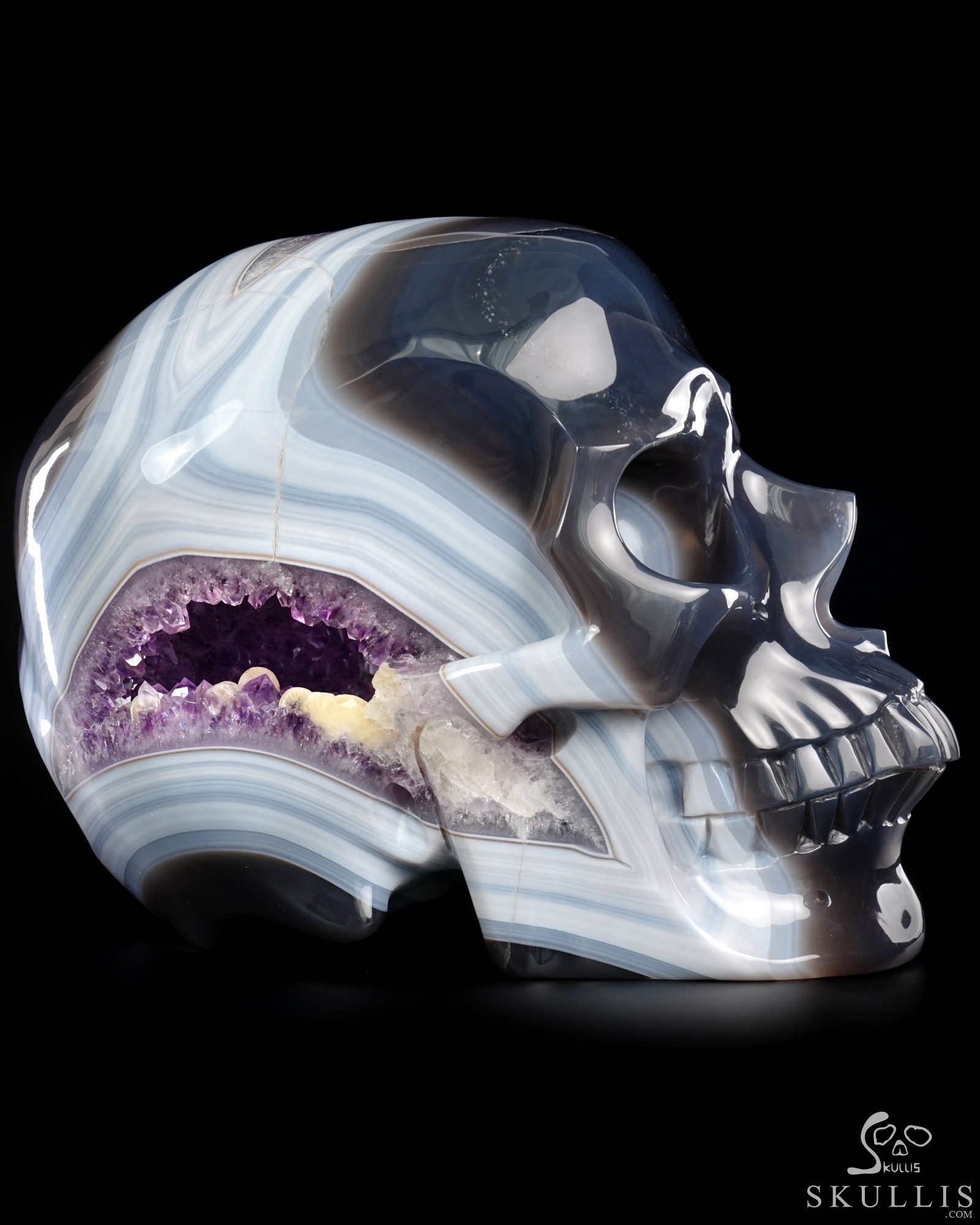 Aug 17, 2026 ACSAD (A Crystal Skull a Day) - Cosmic Snowfall - Lifesized 9.1" Agate Amethyst Geode Hand Carved Crystal Skull, Super Realistic, Crystal Healing Aug 17, 2026 ACSAD (A Crystal Skull a Day) - Cosmic Snowfall - Lifesized 9.1" Agate Amethyst Geode Hand Carved Crystal Skull, Super Realistic, Crystal Healing