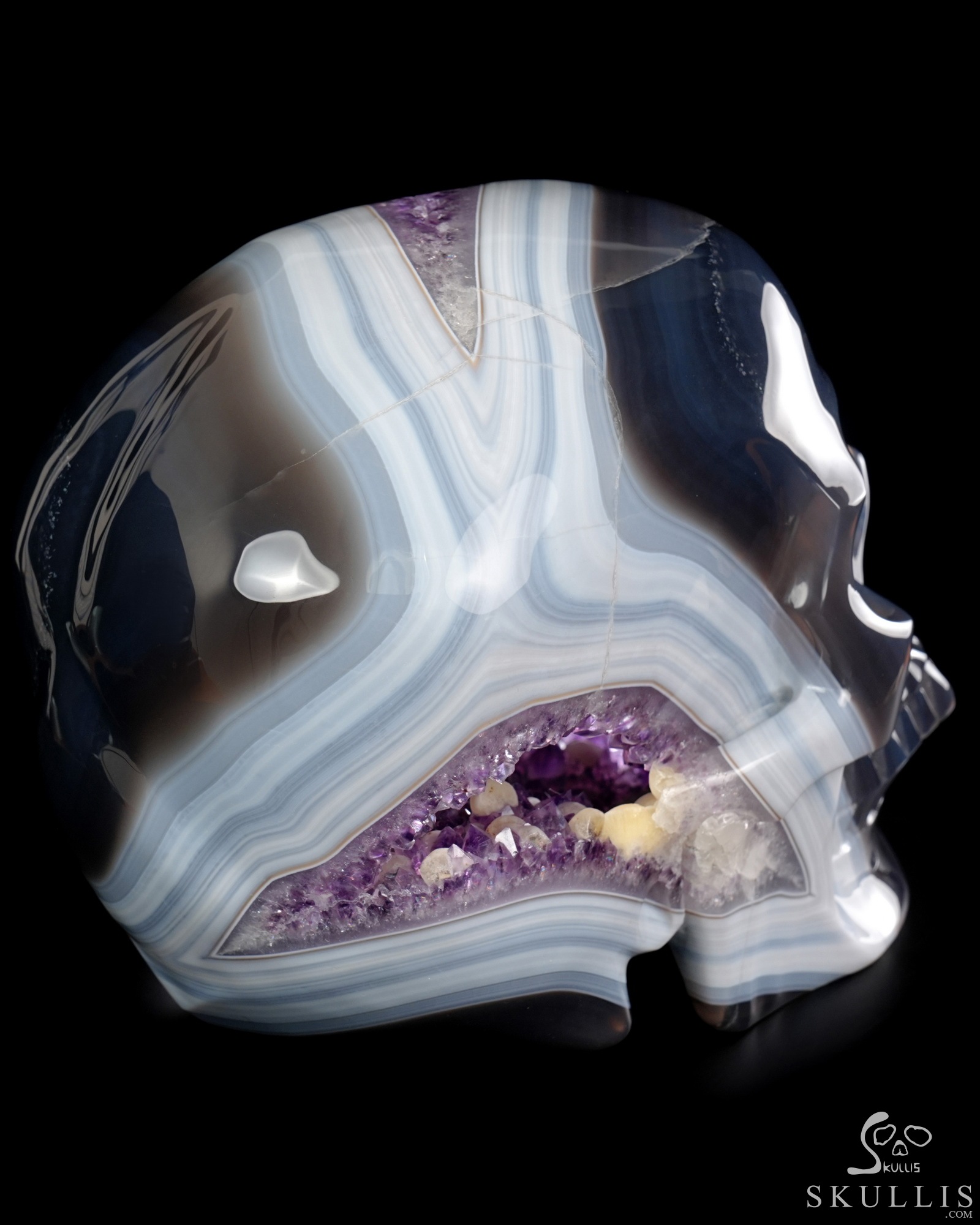 Aug 17, 2026 ACSAD (A Crystal Skull a Day) - Cosmic Snowfall - Lifesized 9.1" Agate Amethyst Geode Hand Carved Crystal Skull, Super Realistic, Crystal Healing Aug 17, 2026 ACSAD (A Crystal Skull a Day) - Cosmic Snowfall - Lifesized 9.1" Agate Amethyst Geode Hand Carved Crystal Skull, Super Realistic, Crystal Healing