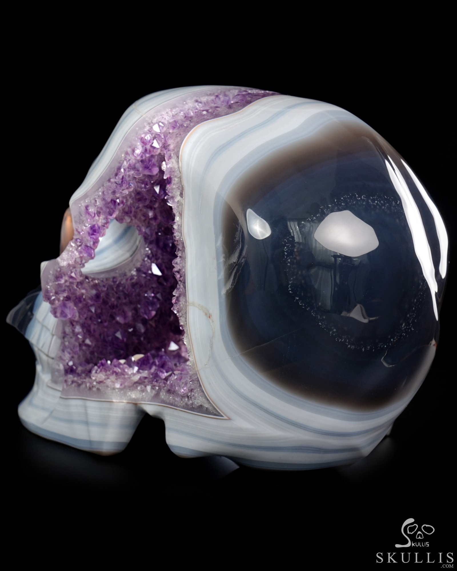 Aug 17, 2026 ACSAD (A Crystal Skull a Day) - Cosmic Snowfall - Lifesized 9.1" Agate Amethyst Geode Hand Carved Crystal Skull, Super Realistic, Crystal Healing Aug 17, 2026 ACSAD (A Crystal Skull a Day) - Cosmic Snowfall - Lifesized 9.1" Agate Amethyst Geode Hand Carved Crystal Skull, Super Realistic, Crystal Healing
