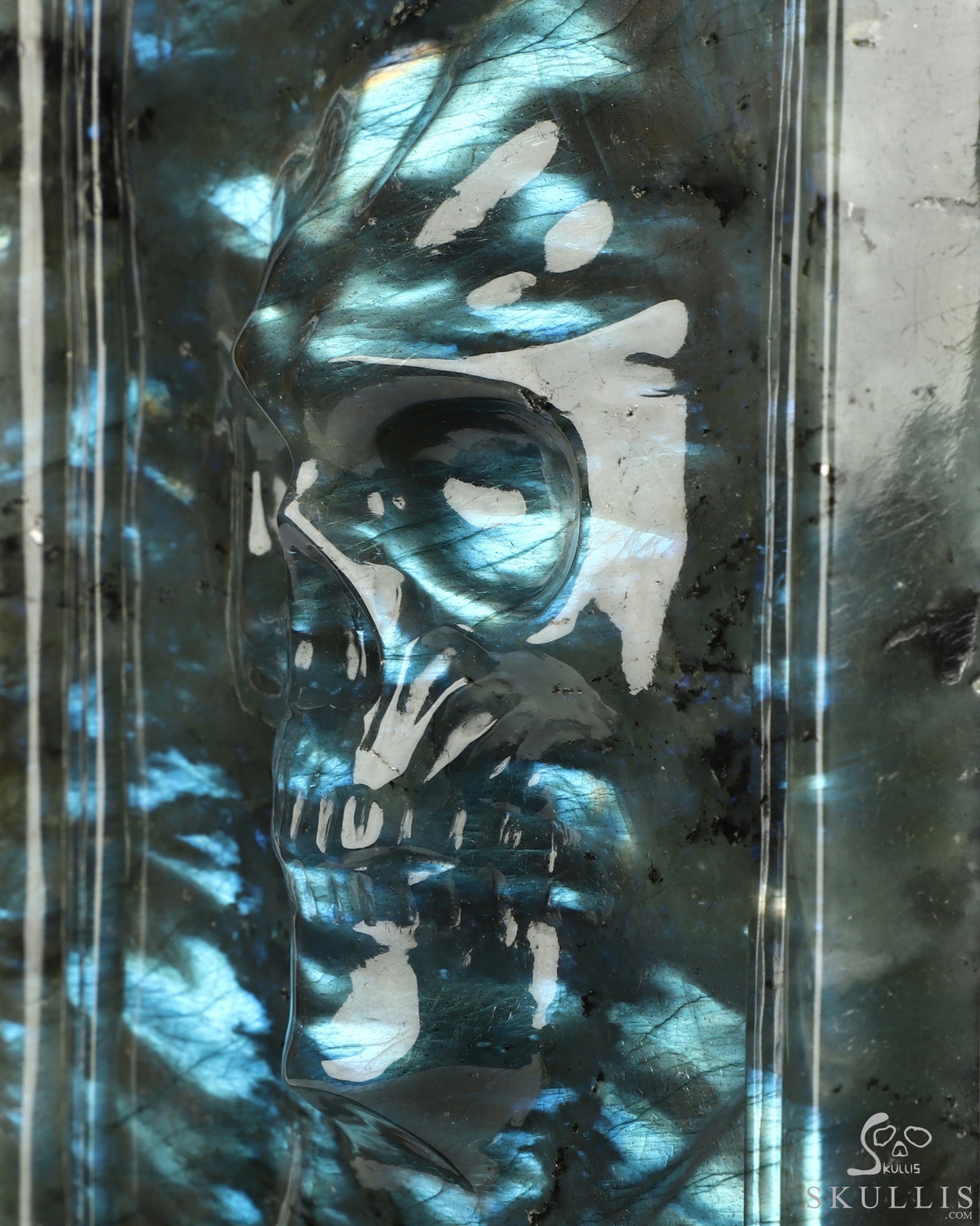 Oct 5, 2026 ACSAD (A Crystal Skull a Day) - The Mirror of Sombre Waters - 7.9" Labradorite Hand Carved Crystal Skull Fine Art Sculpture, Crystal Healing Oct 5, 2026 ACSAD (A Crystal Skull a Day) - The Mirror of Sombre Waters - 7.9" Labradorite Hand Carved Crystal Skull Fine Art Sculpture, Crystal Healing